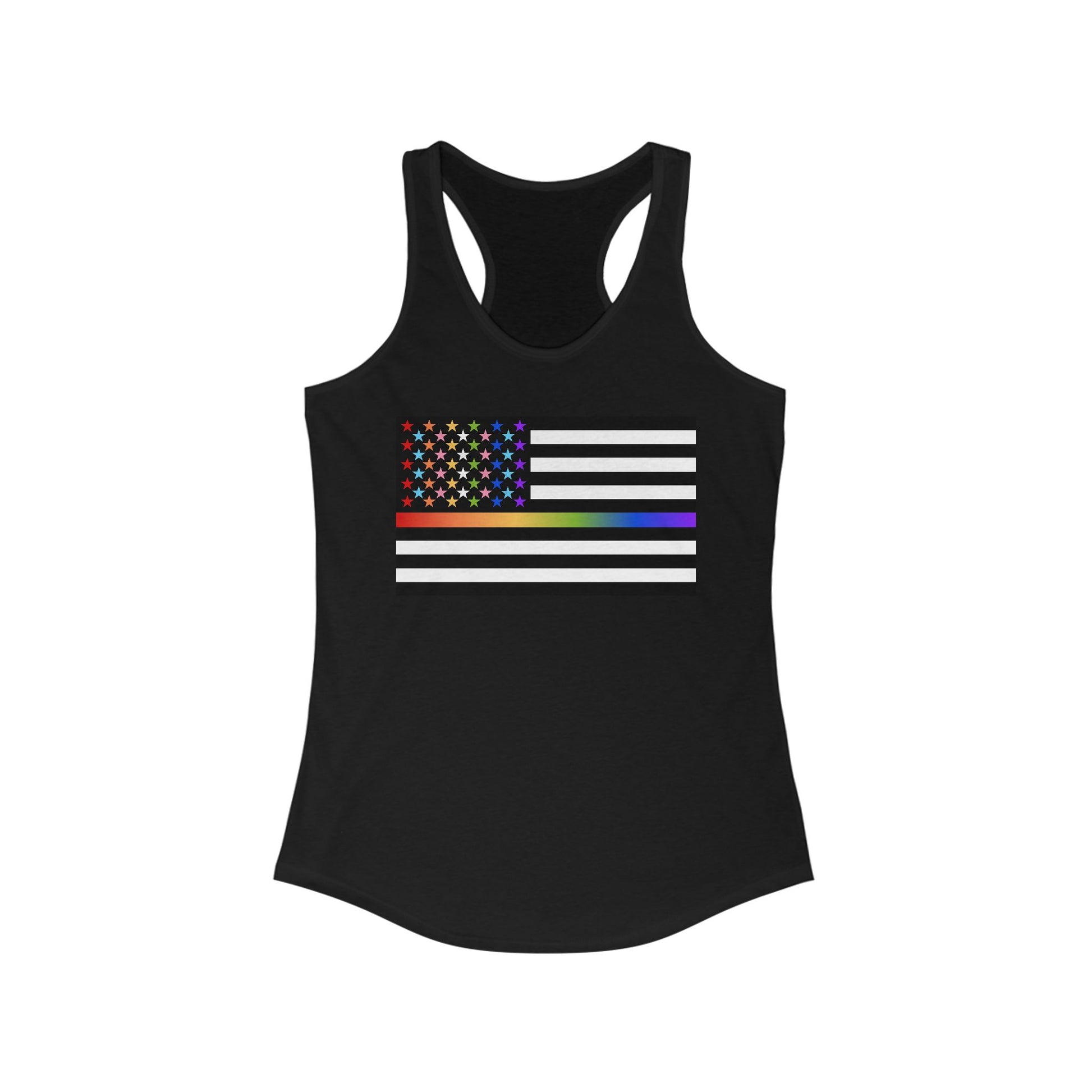 Thin Queer Line American Flag Fem Racerback Tank Top
