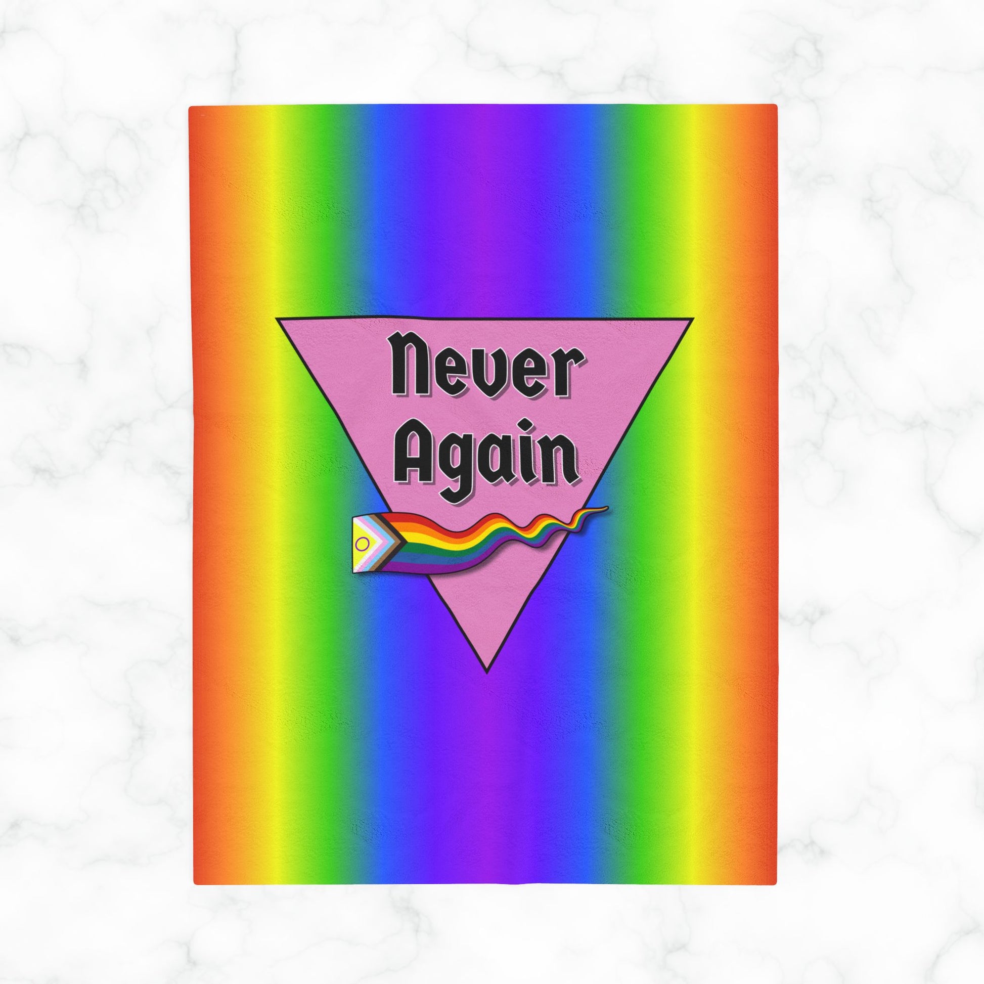 Never Again Rainbow Gradient Velveteen Plush Blanket
