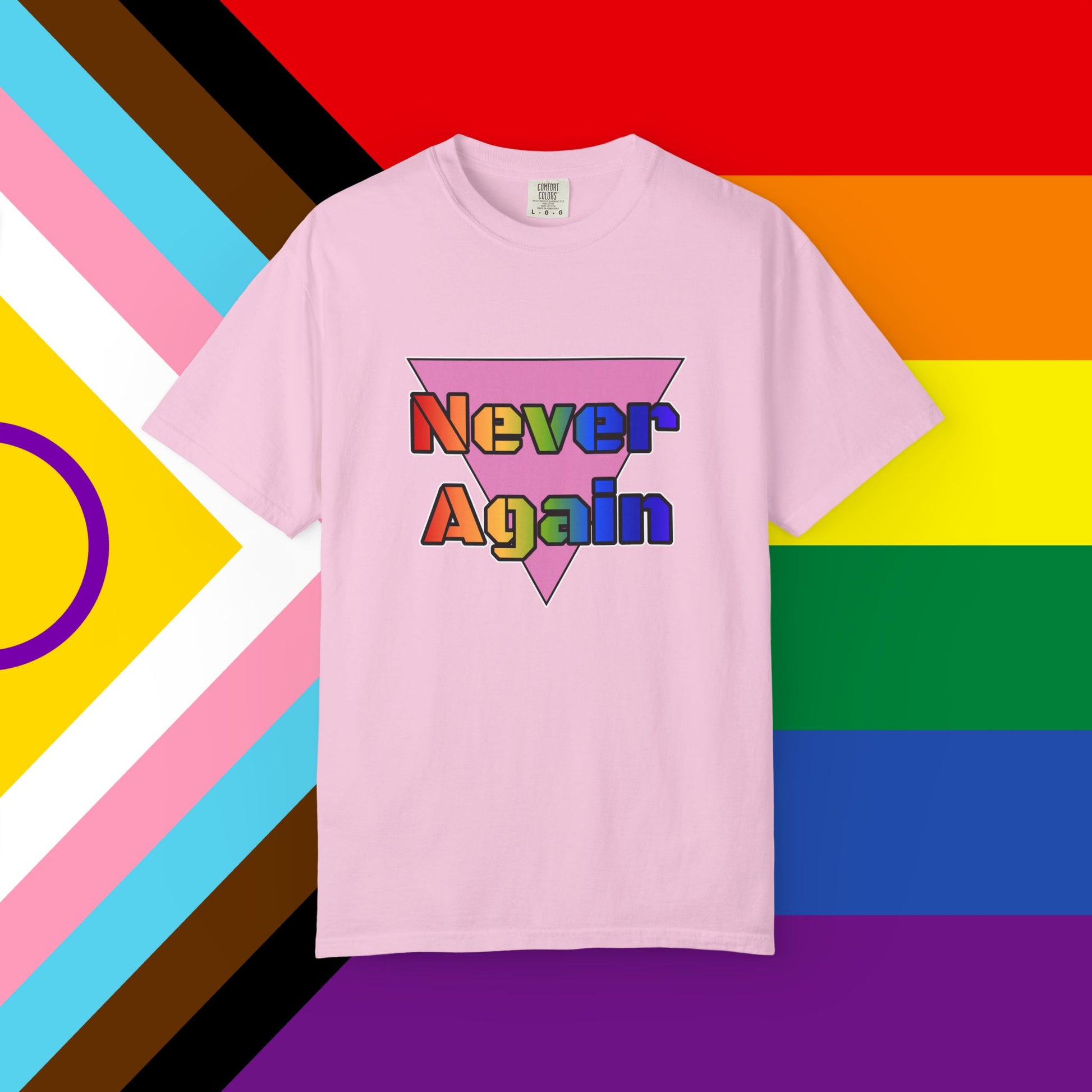 Never Again Bold Letters Garment Dyed Tshirt
