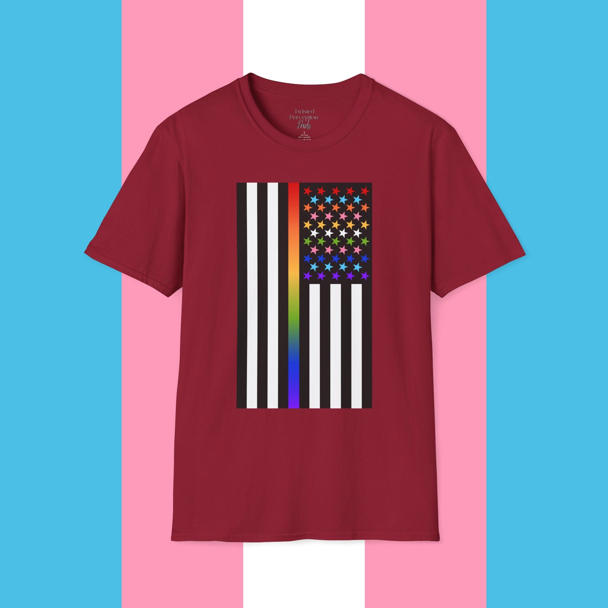 Thin Queer Line Pride Flag Unisex Softstyle T-shirt