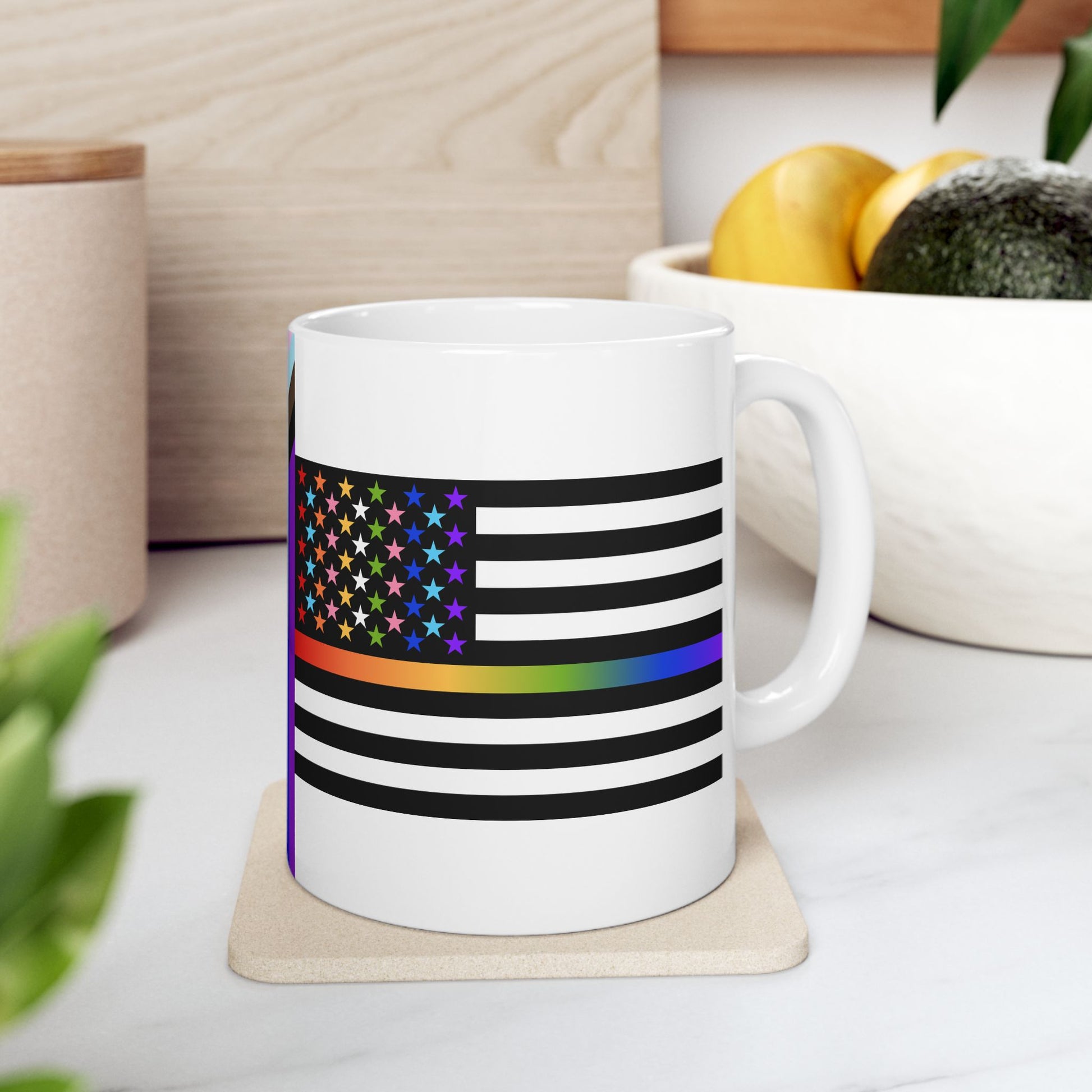 Thin Queer Line American Flag Mug