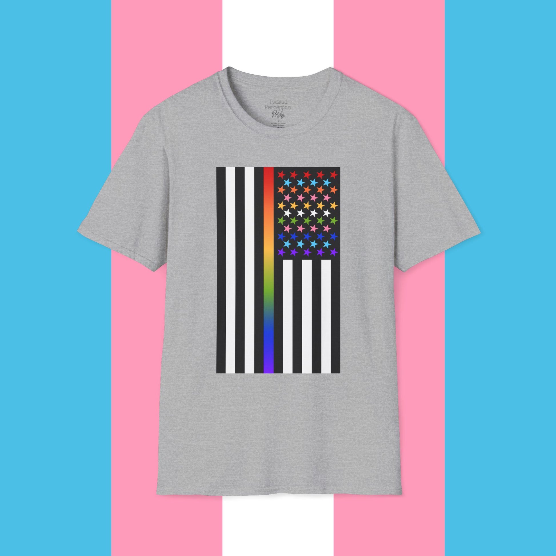 Thin Queer Line Pride Flag Unisex Softstyle T-shirt
