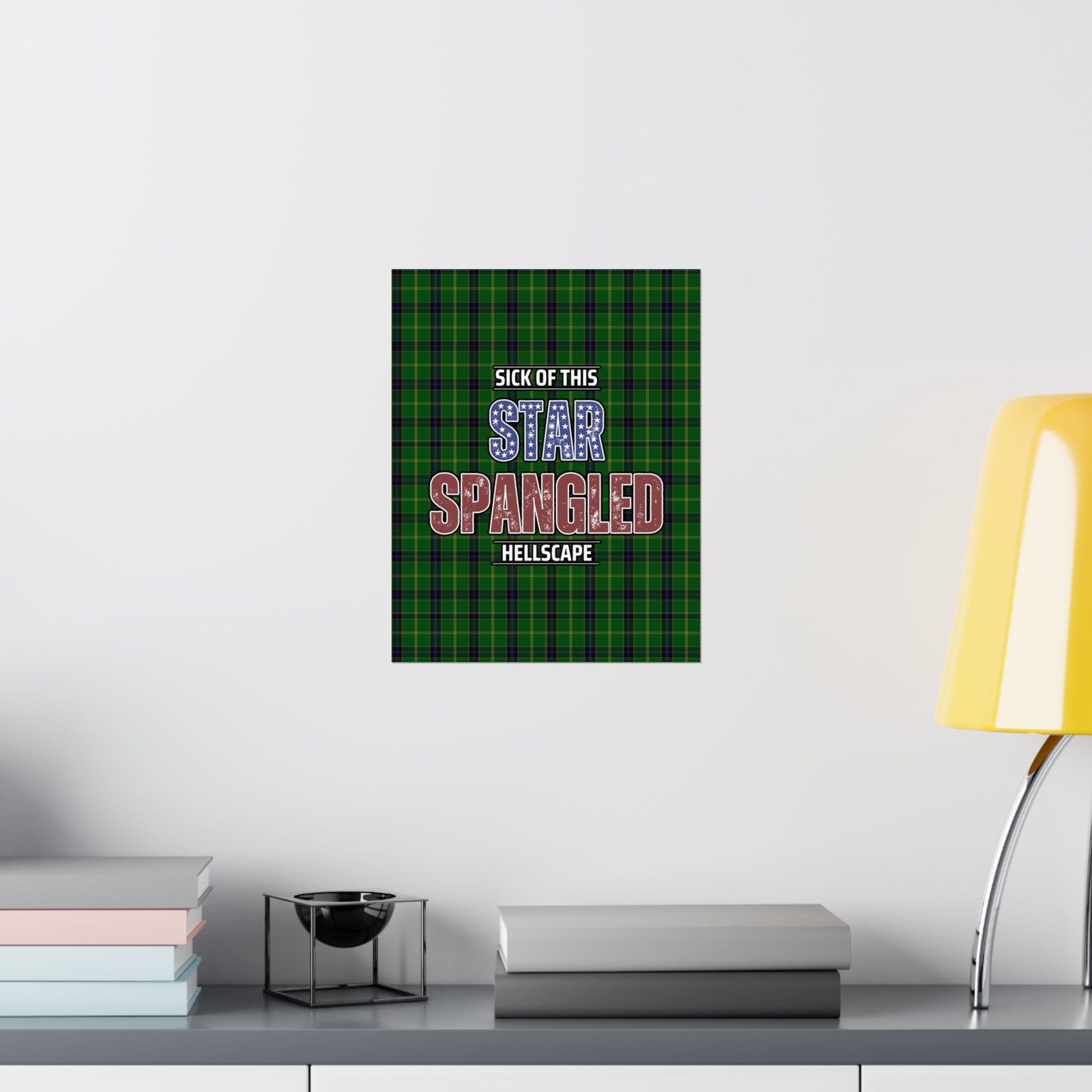 Star Spangled Hellscape Tartan Satin Poster