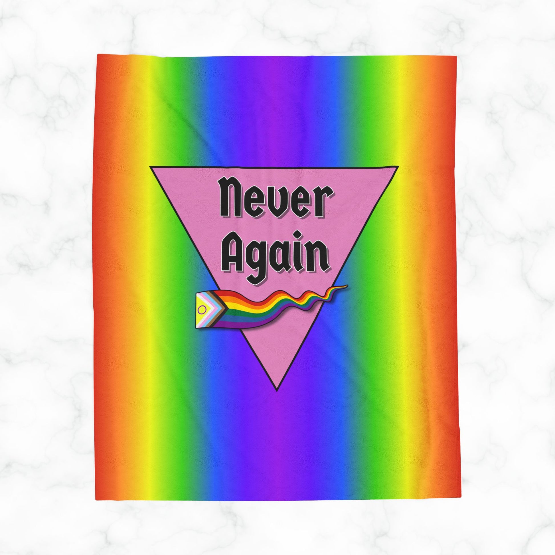 Never Again Rainbow Gradient Velveteen Plush Blanket