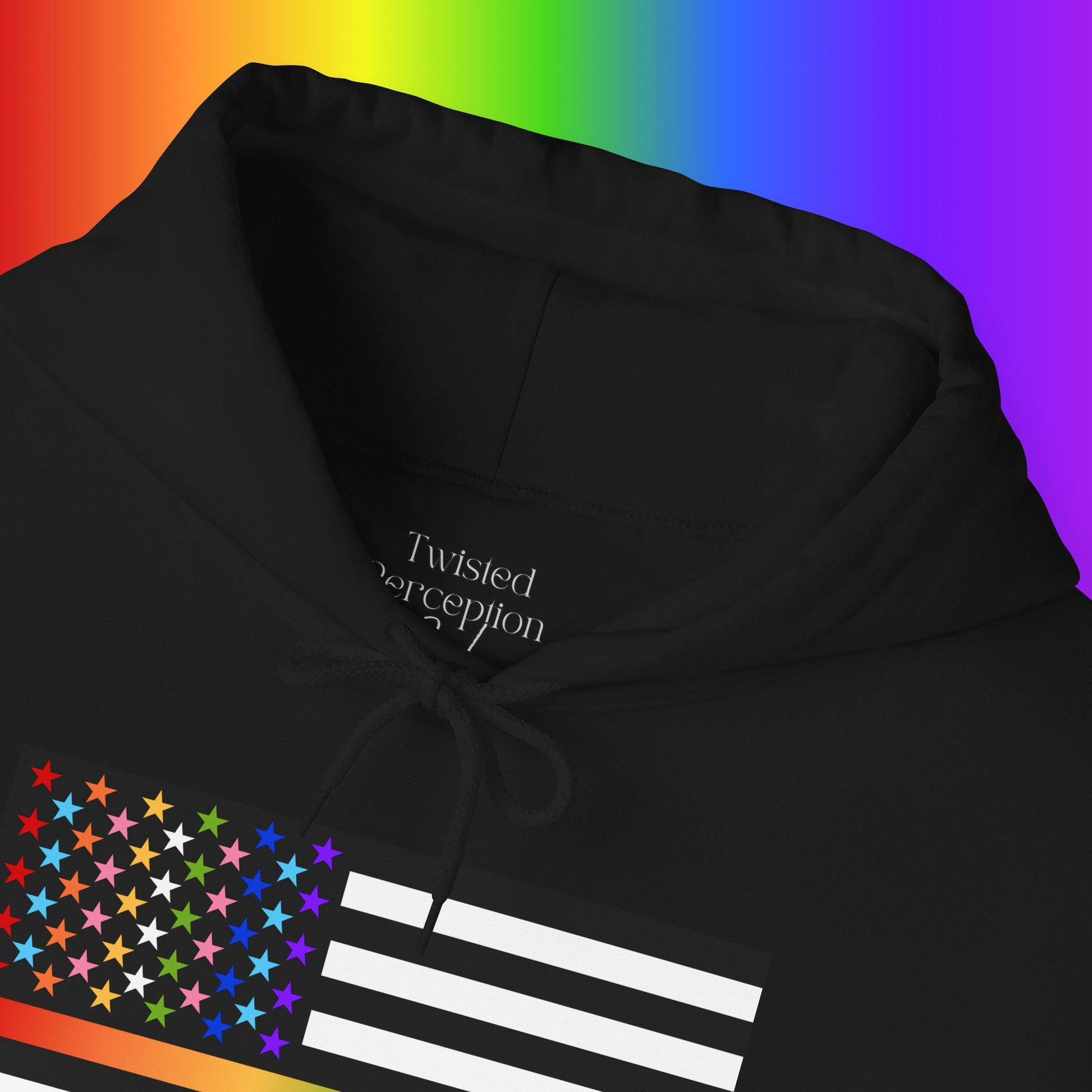 Thin Queer Line American Flag Heavy Blend Hoodie