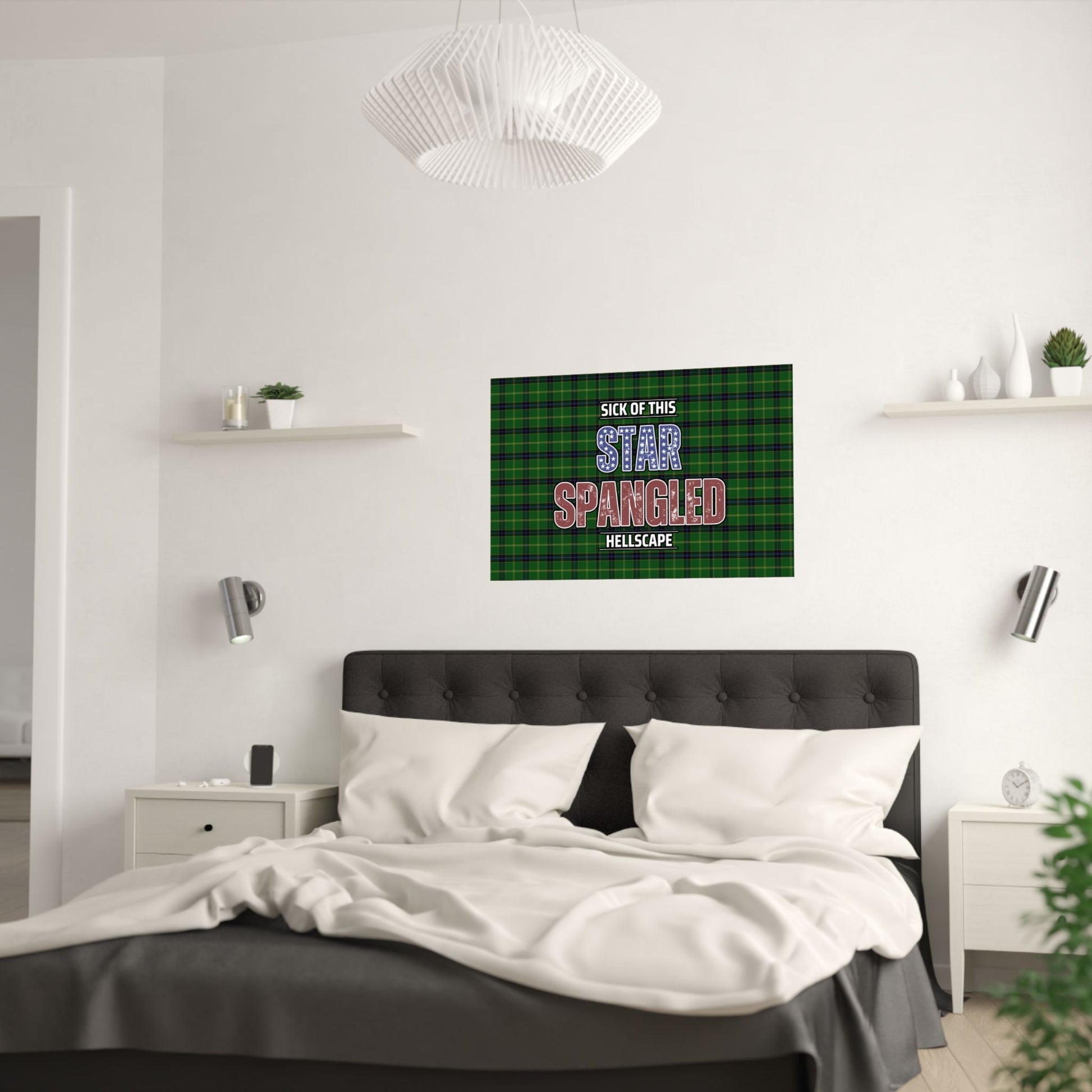 Star Spangled Hellscape Tartan Satin Poster