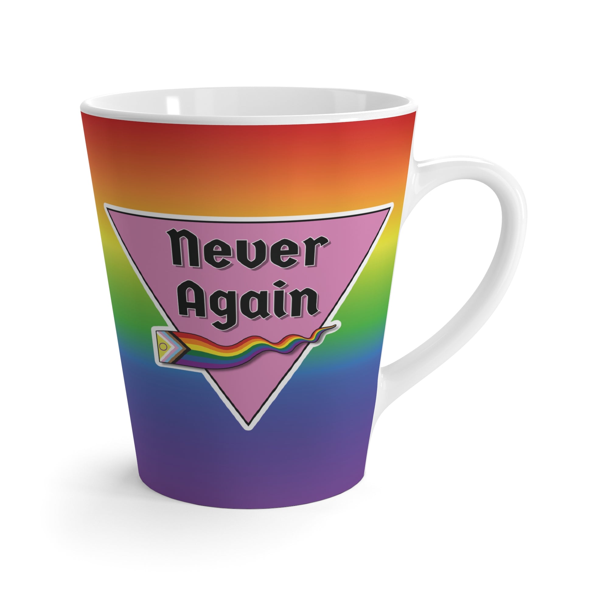 Never Again Pride Rainbow Latte Mug