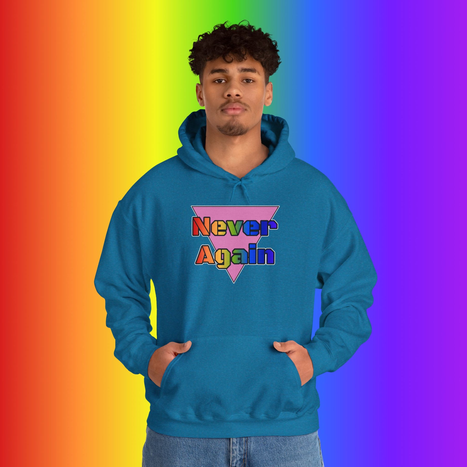 Never Again Bold Letters Heavy Blend Hoodie