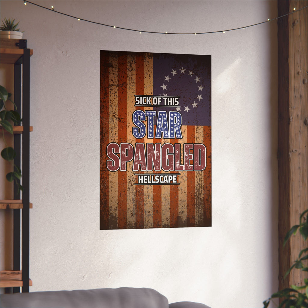 Star Spangled Hellscape 1776 American Flag Poster