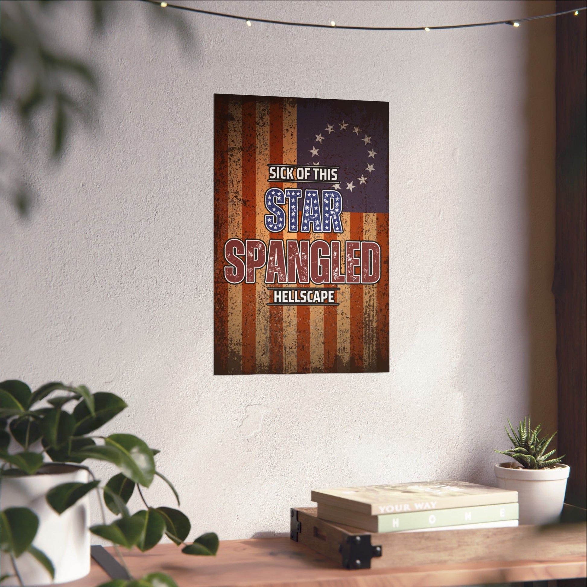 Star Spangled Hellscape 1776 American Flag Poster