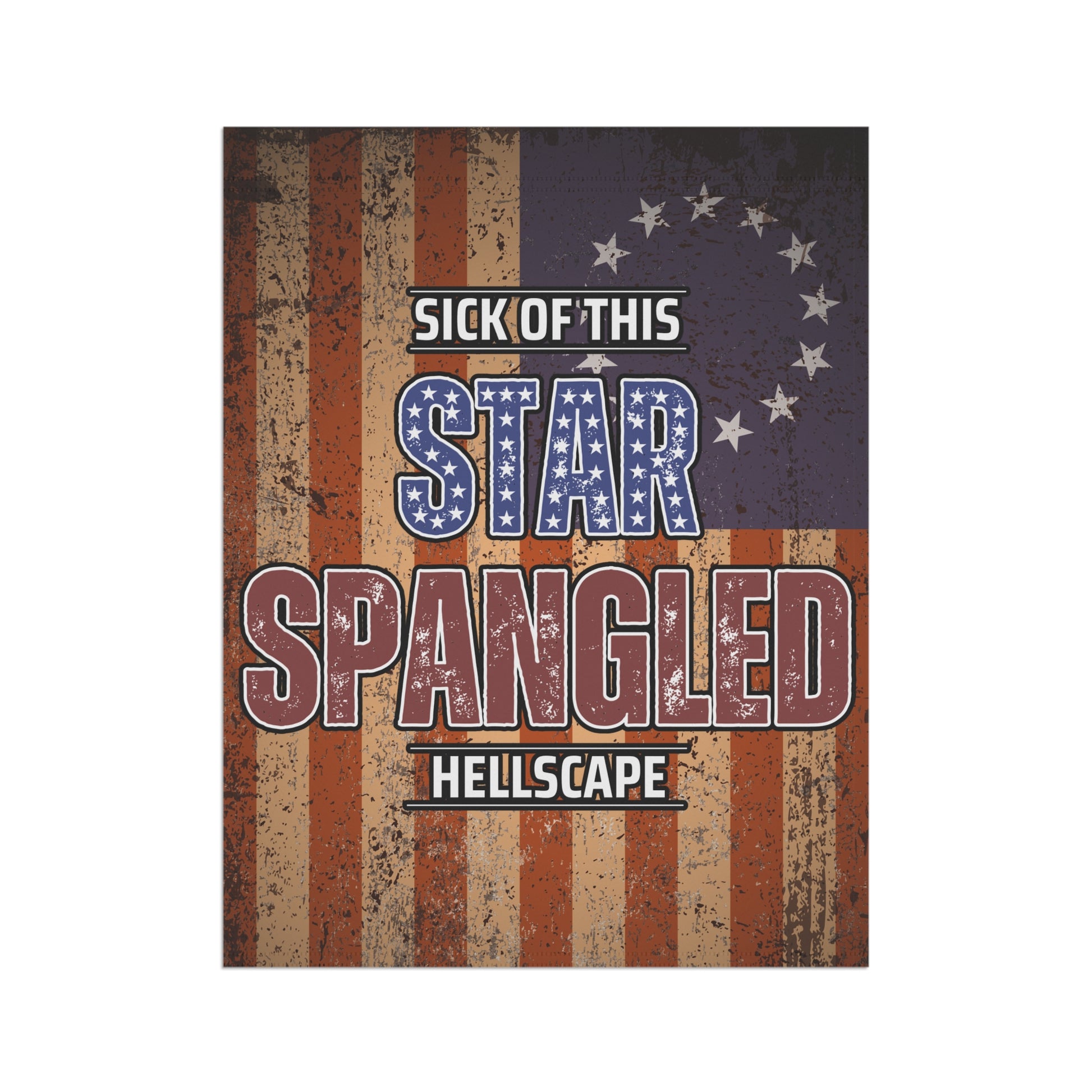 Star Spangled Hellscape 1776 American Flag Banner