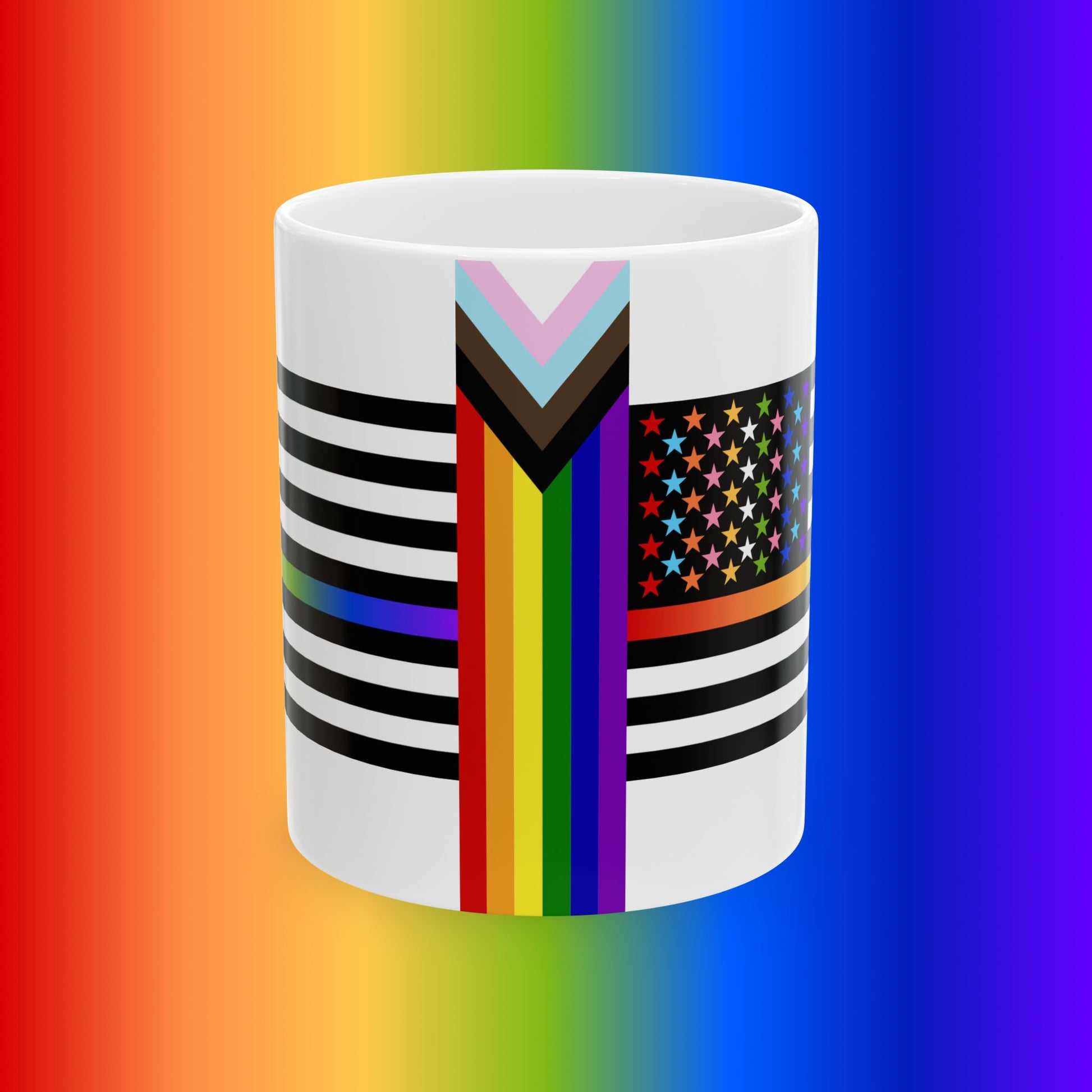 Thin Queer Line American Flag Mug
