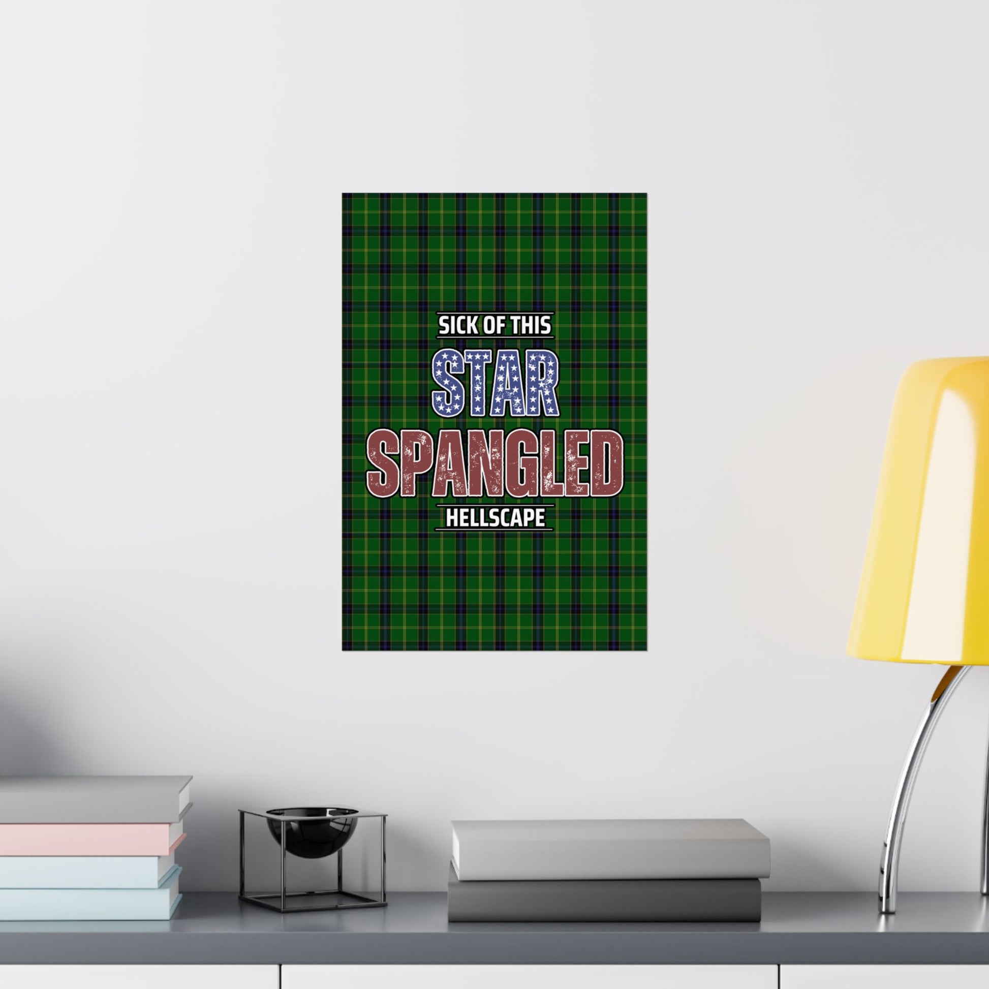 Star Spangled Hellscape Tartan Satin Poster