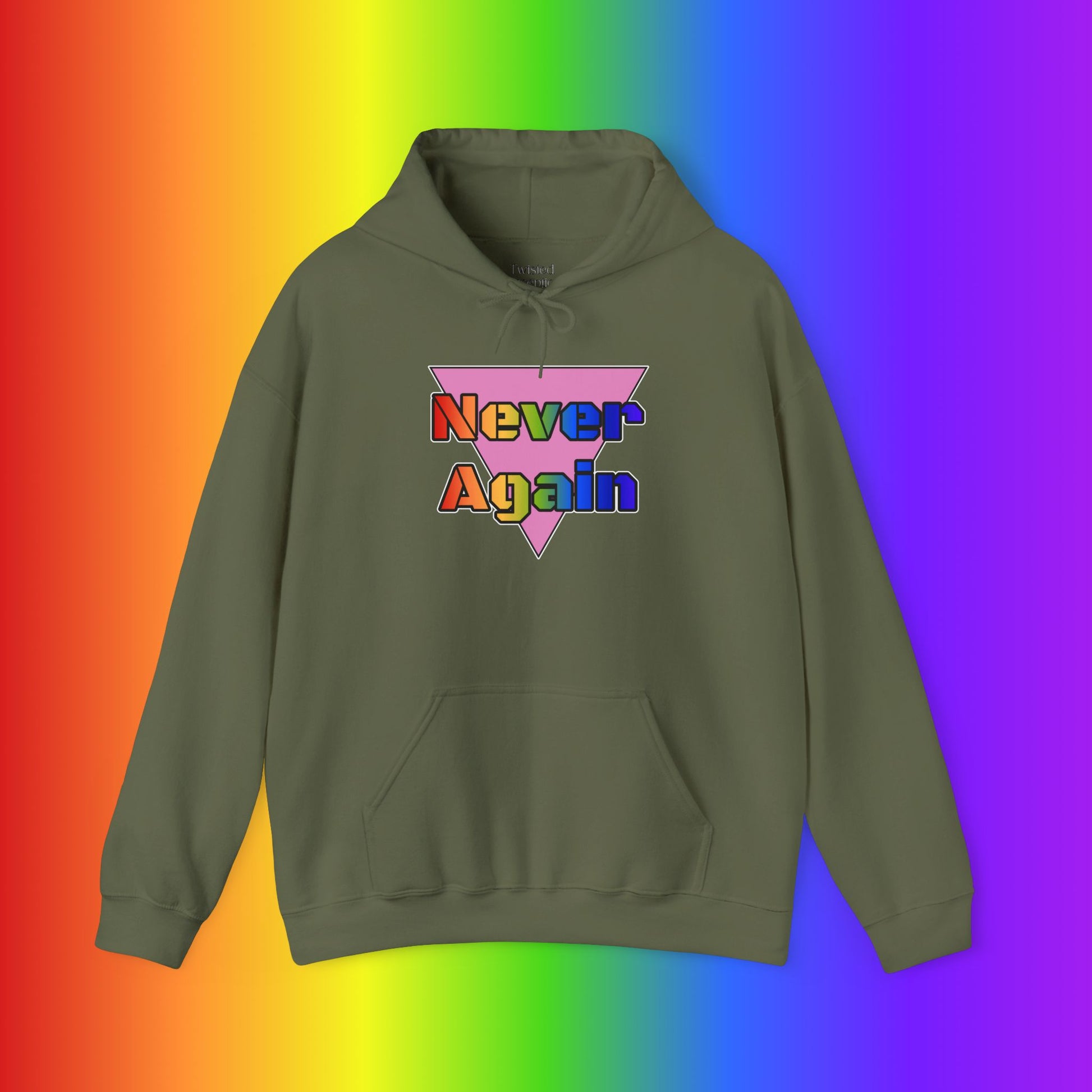 Never Again Bold Letters Heavy Blend Hoodie
