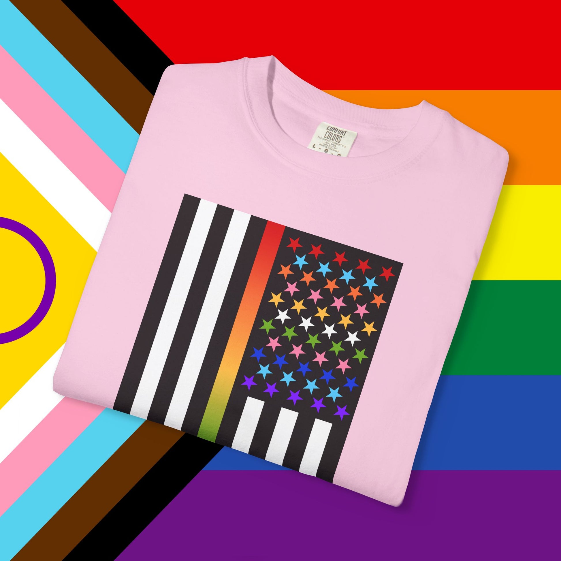 Thin Queer Line American Flag Garment-Dyed Tshirt