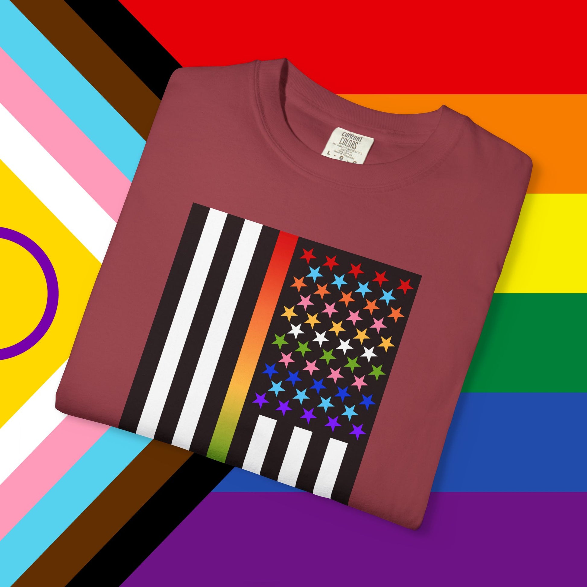Thin Queer Line American Flag Garment-Dyed Tshirt