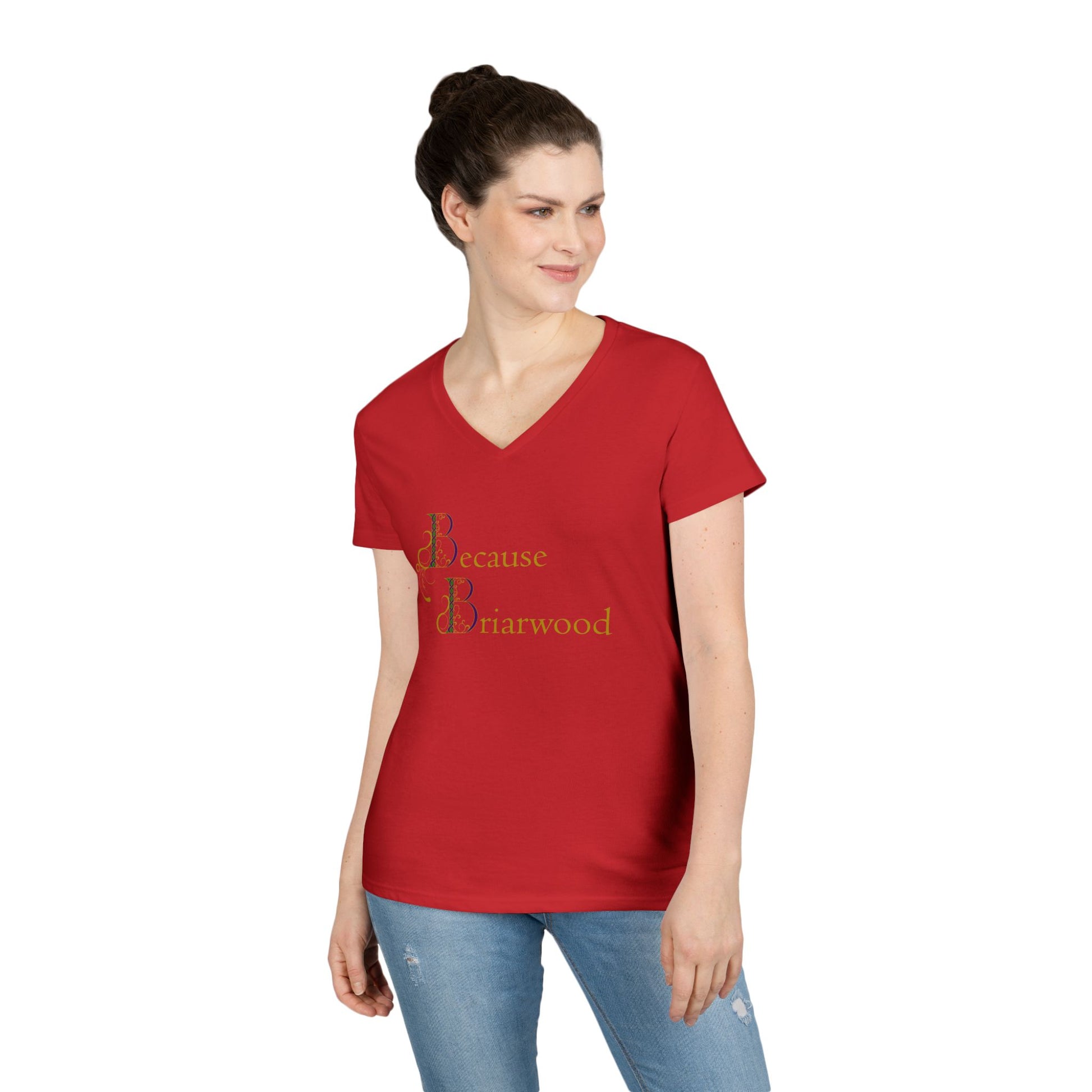 Because Briarwood Fem Cut V-Neck T-Shirt