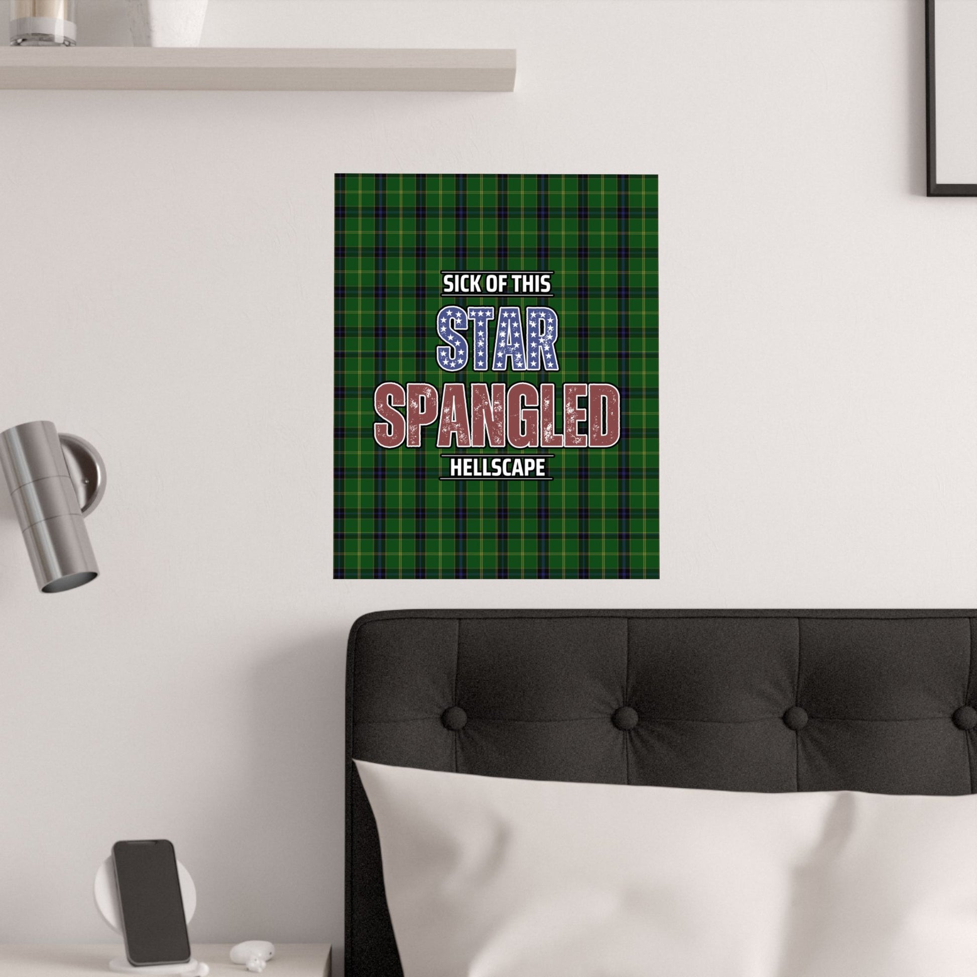 Star Spangled Hellscape Tartan Satin Poster