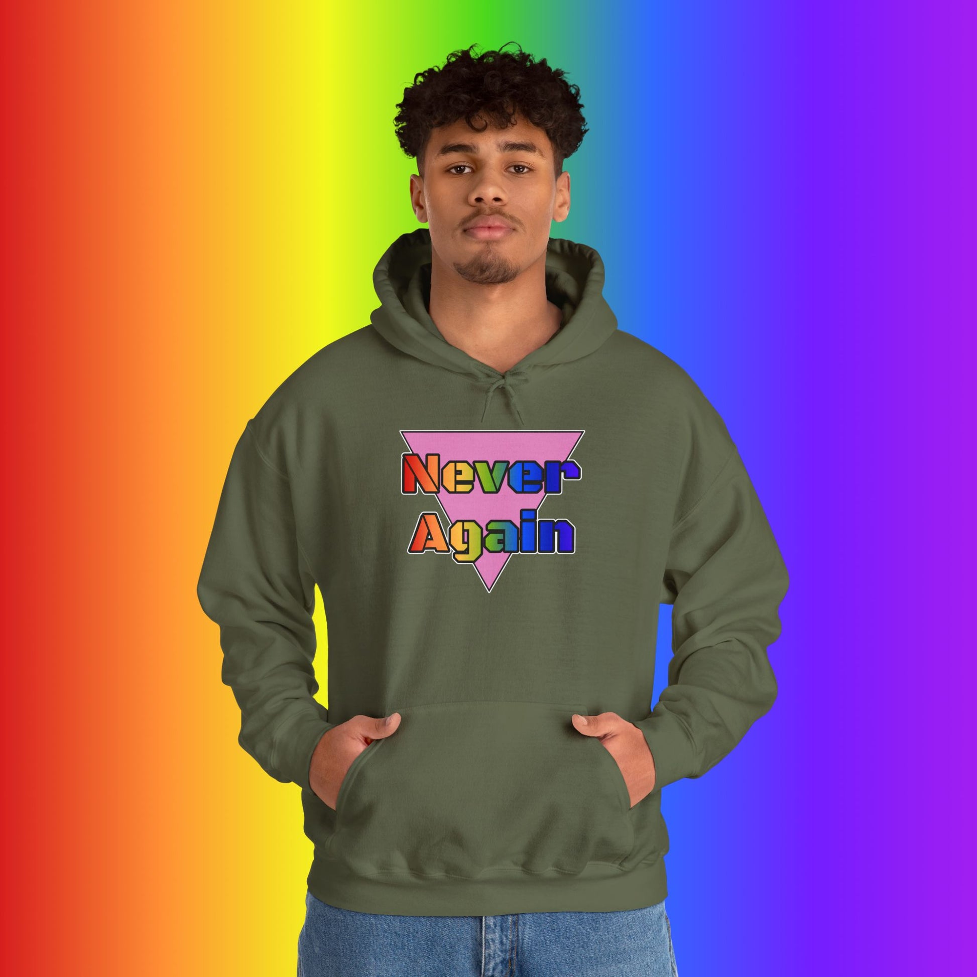 Never Again Bold Letters Heavy Blend Hoodie