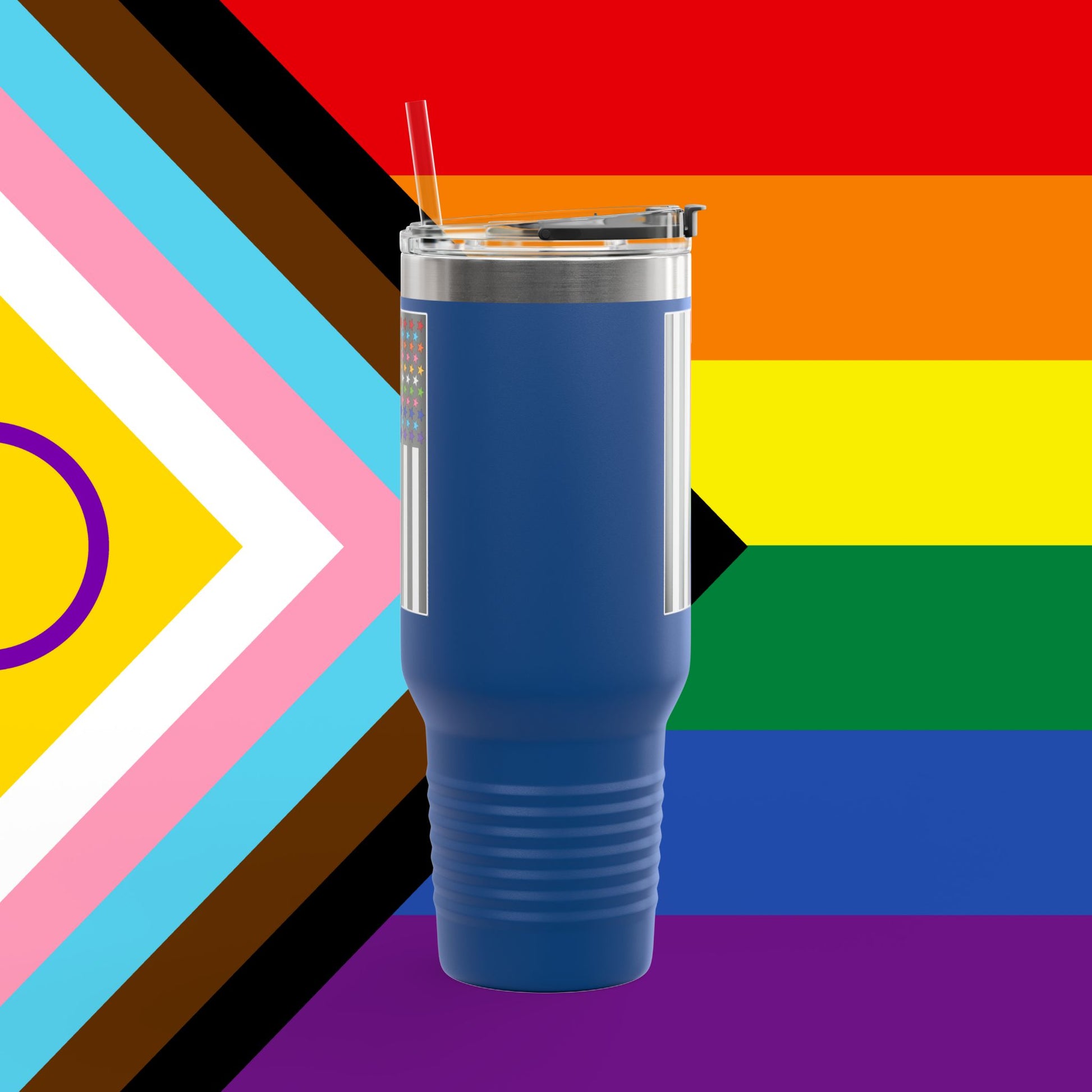 Thin Queer Line Pride Flag Insulated Travel Mug - 40oz