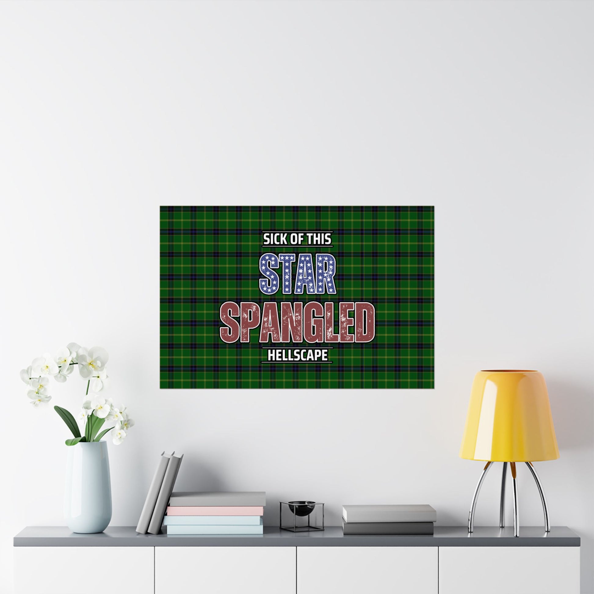 Star Spangled Hellscape Tartan Satin Poster
