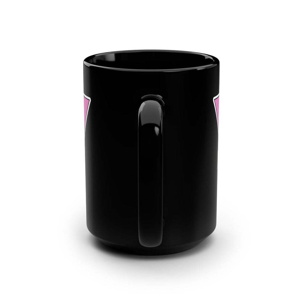 'Never Again' Pink Triangle & Flag 15oz Black Mug