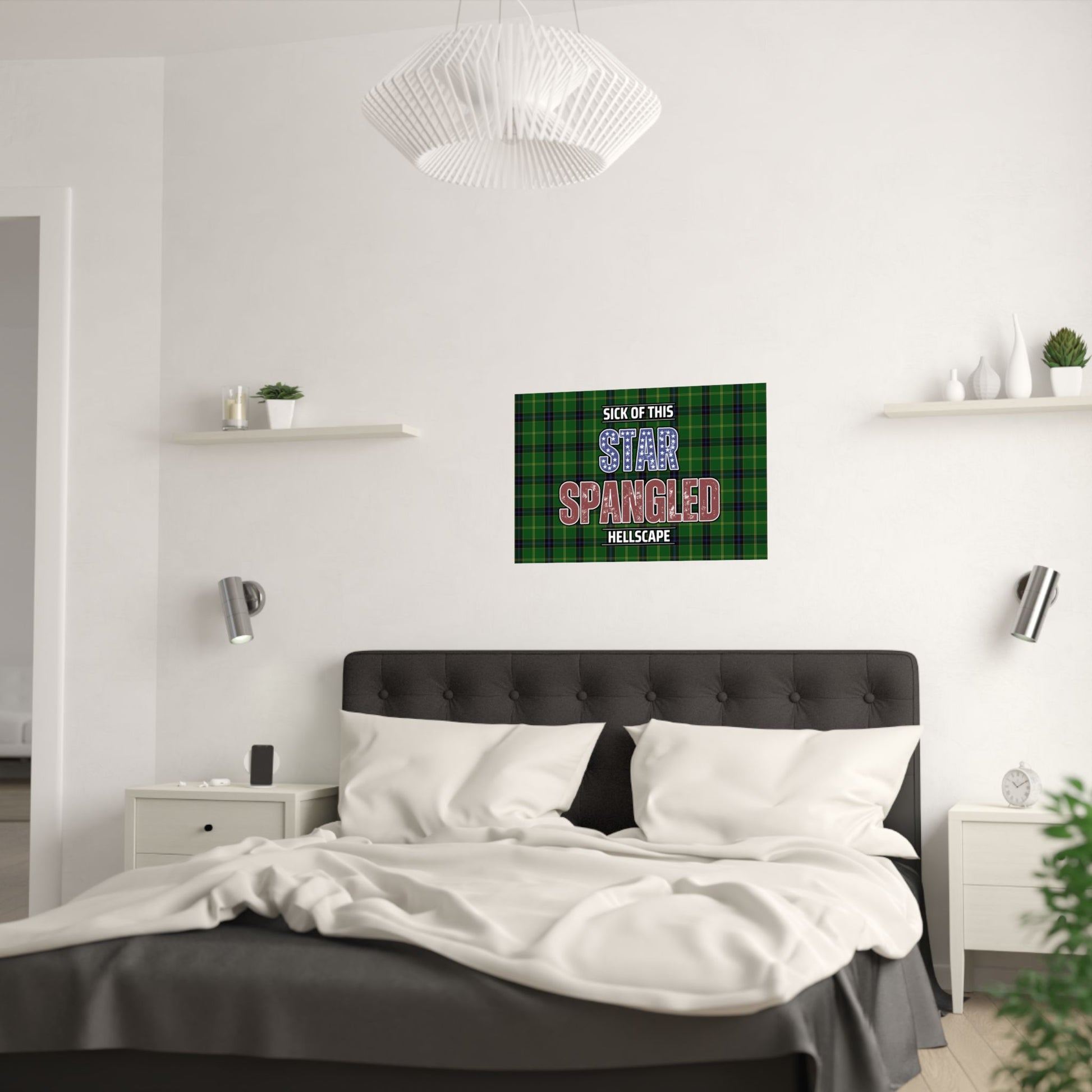 Star Spangled Hellscape Tartan Satin Poster