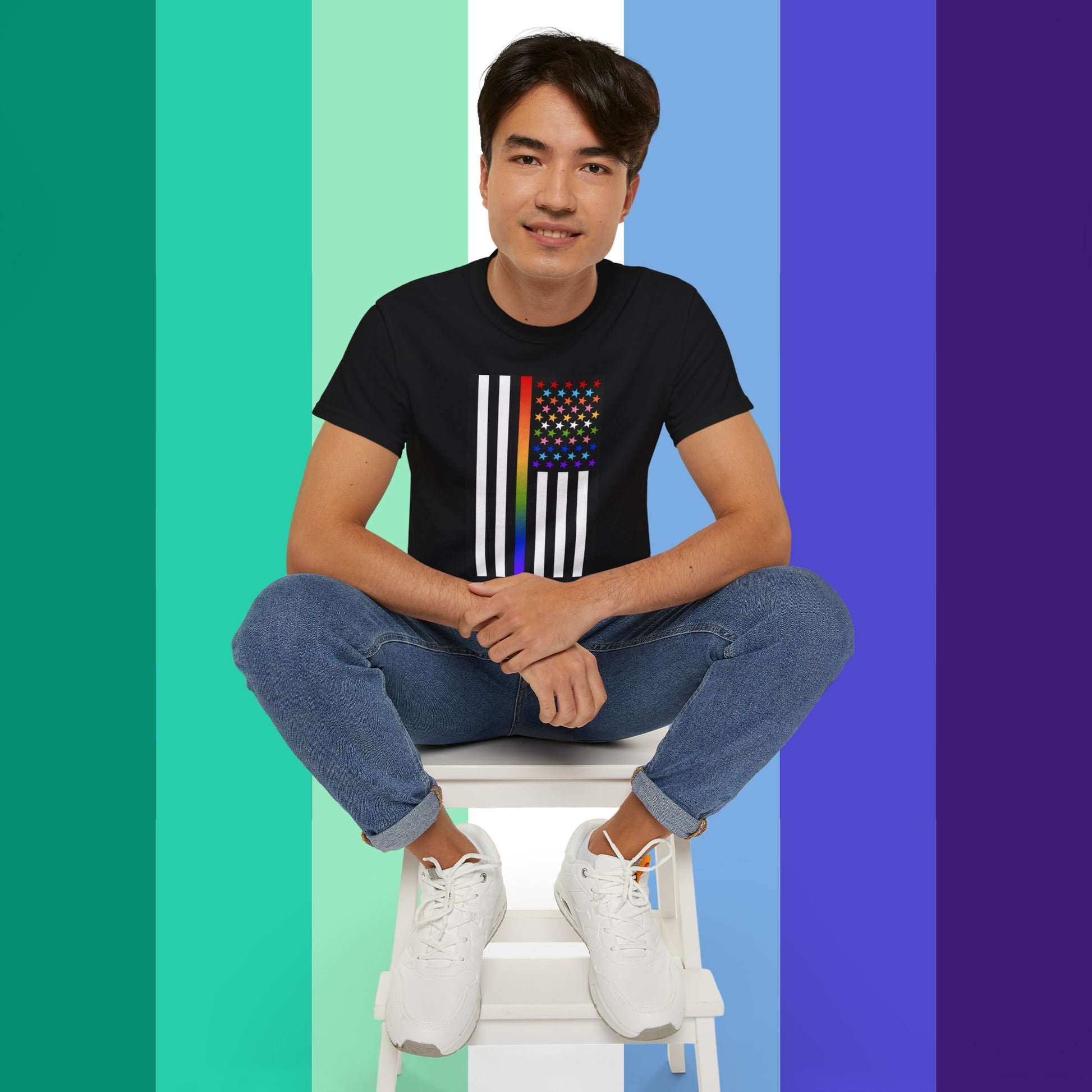 Thin Queer Line American Flag Ultra Cotton T-shirt