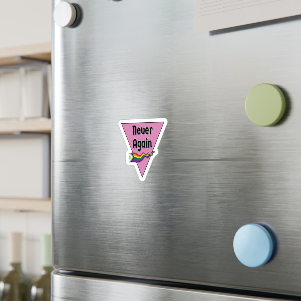 Never Again Historical Pink Triangle Kiss-Cut Vinyl Decals