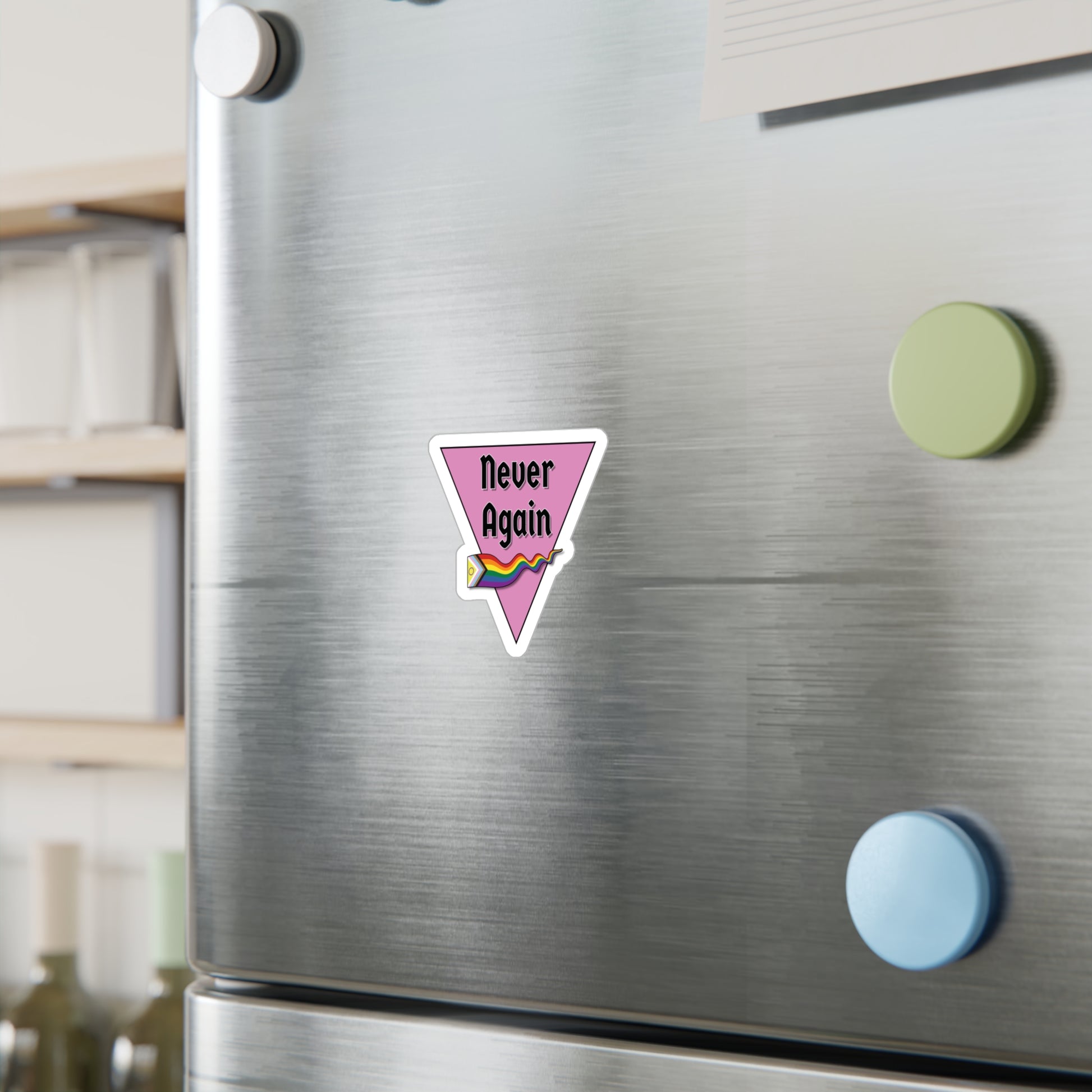 Never Again Historical Pink Triangle Kiss-Cut Vinyl Decals