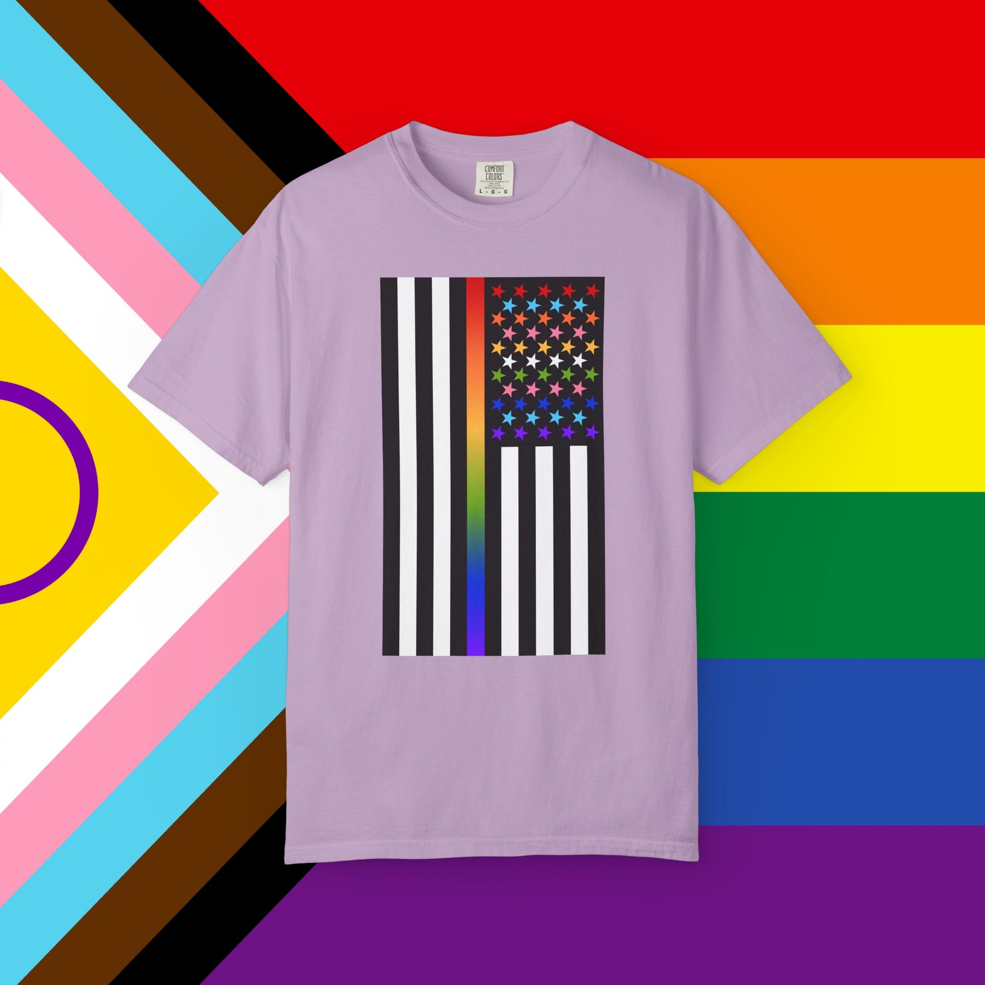 Thin Queer Line American Flag Garment-Dyed Tshirt