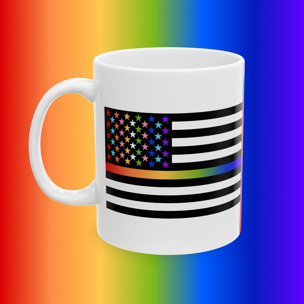 Thin Queer Line American Flag Mug