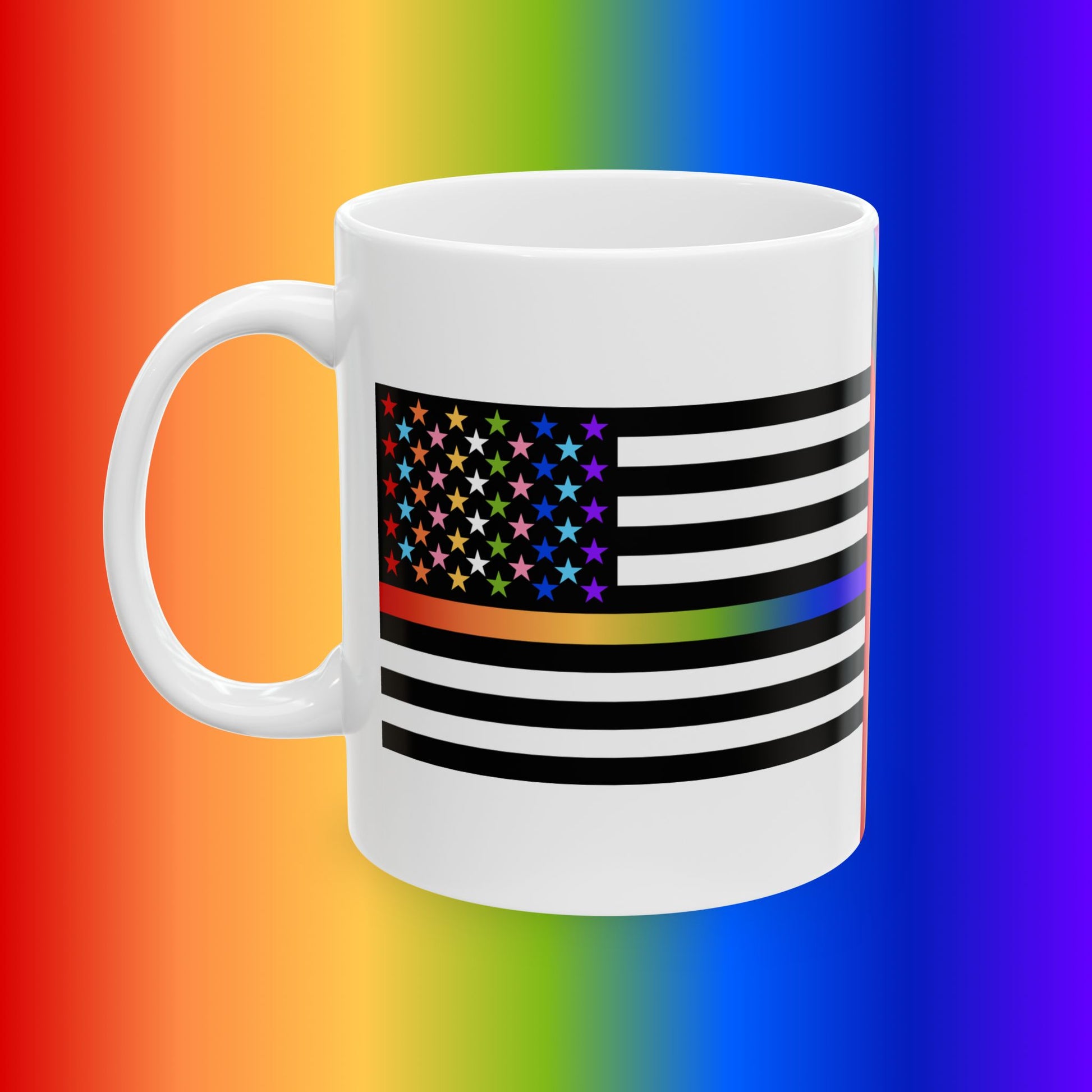 Thin Queer Line American Flag Mug