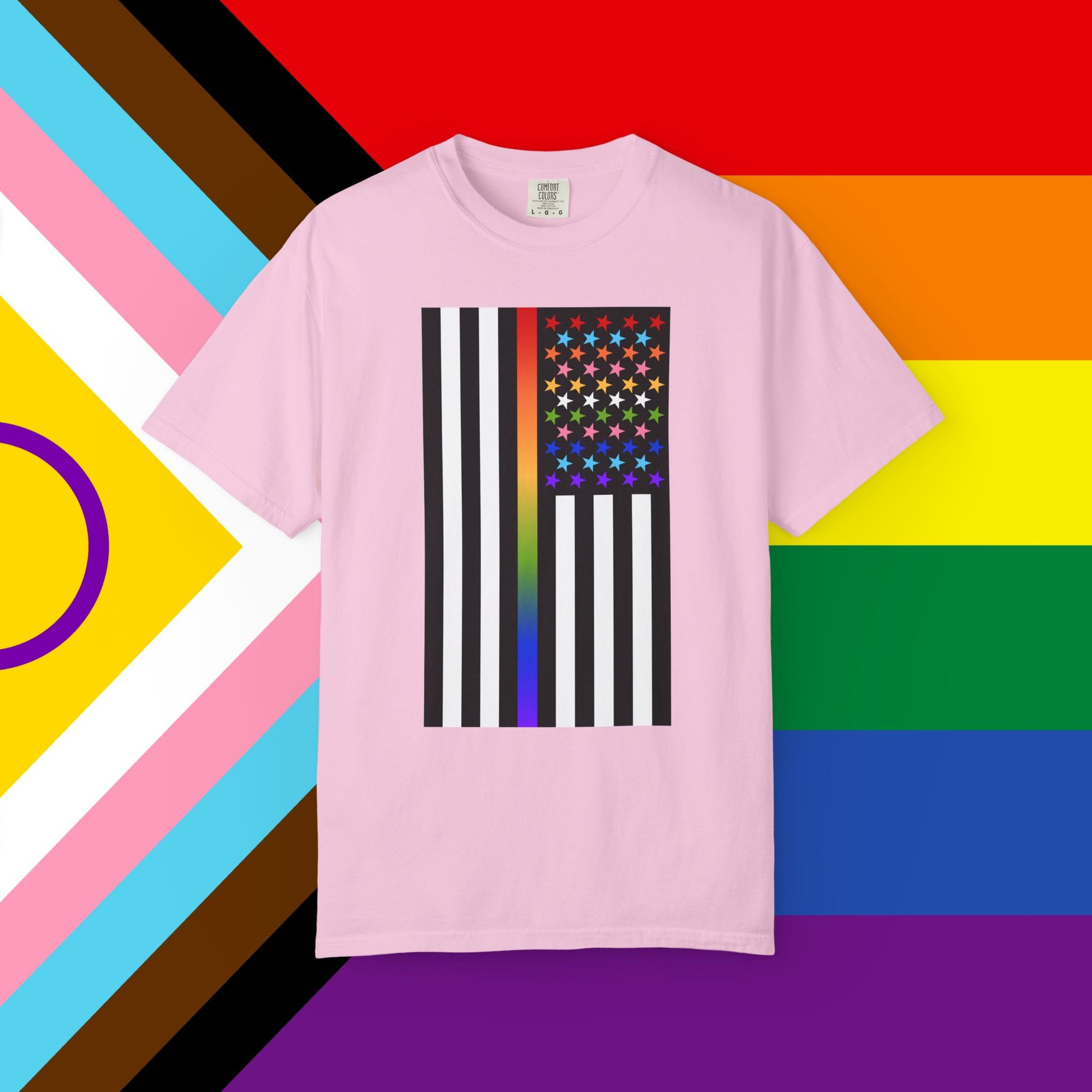 Thin Queer Line American Flag Garment-Dyed Tshirt