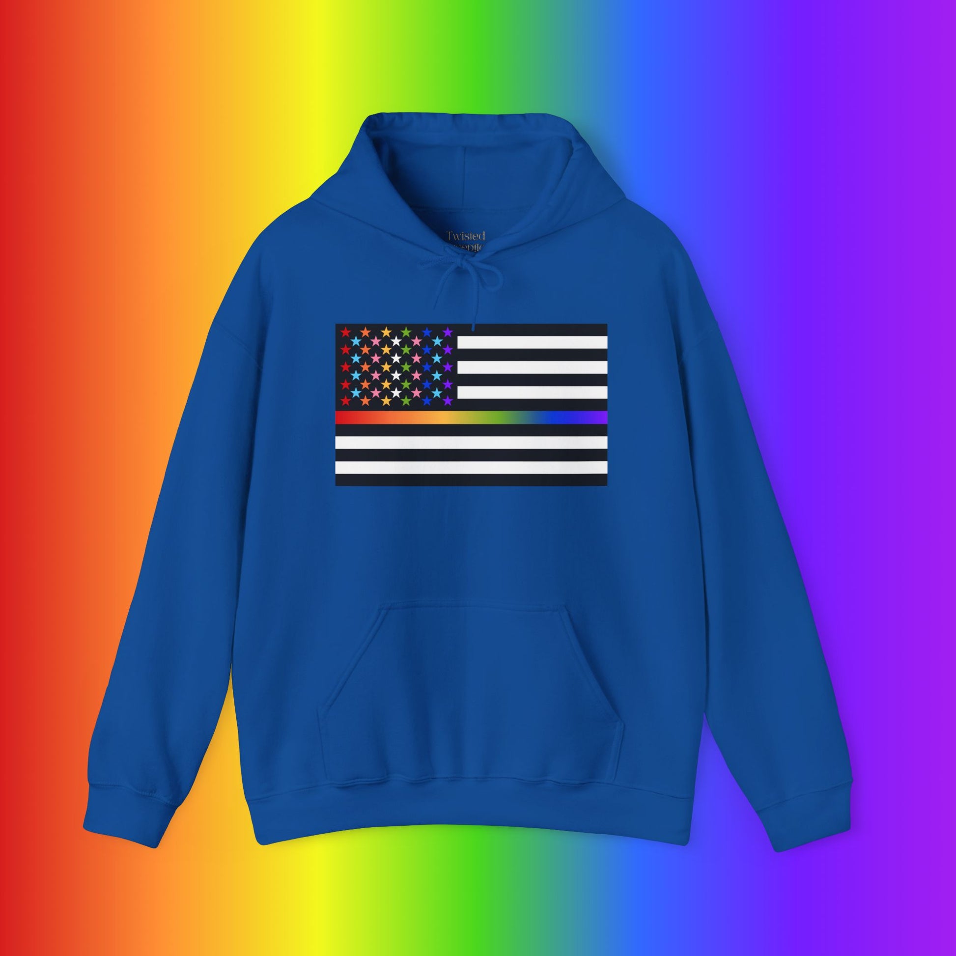 Thin Queer Line American Flag Heavy Blend Hoodie
