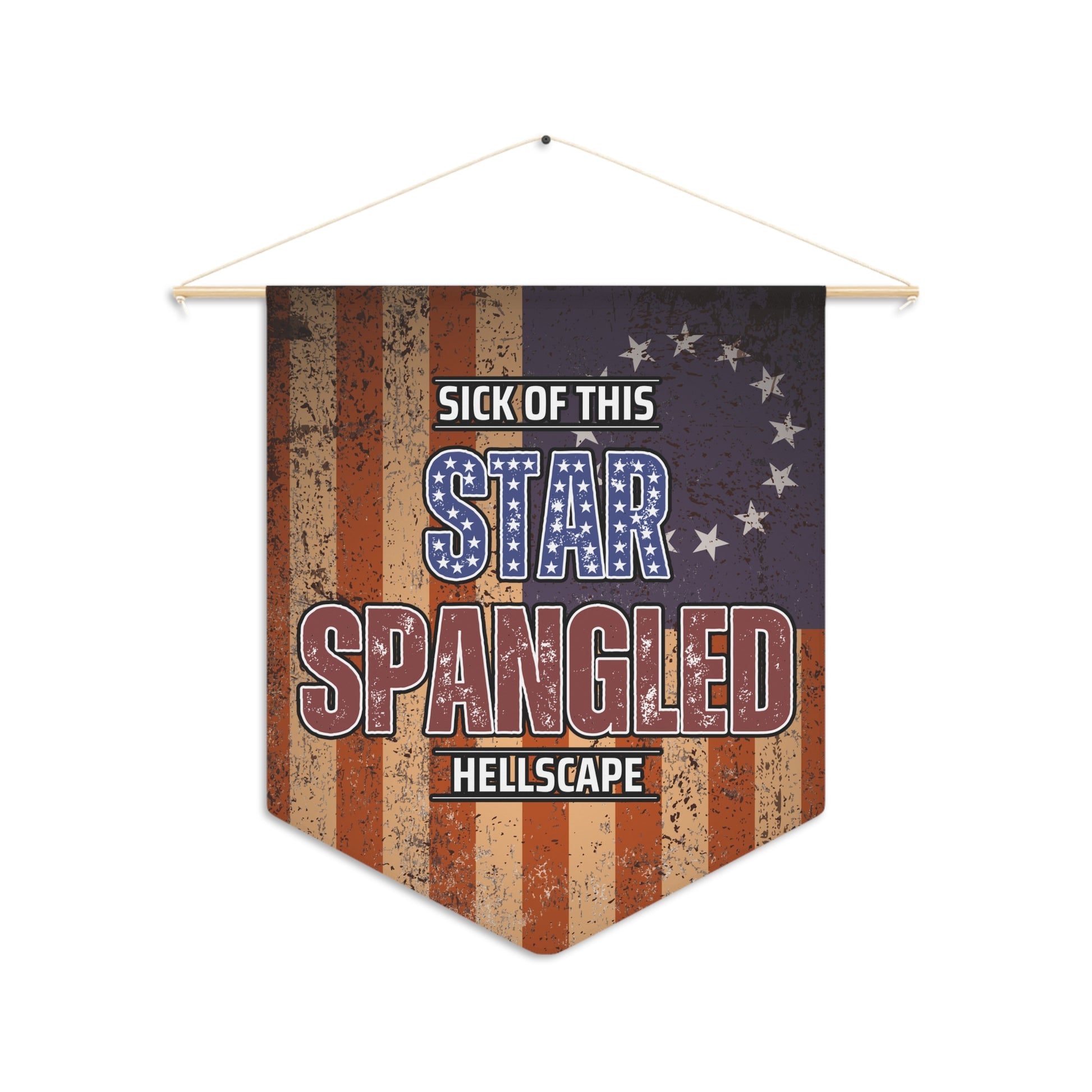 Star Spangled Hellscape 1776 American Flag Pennant
