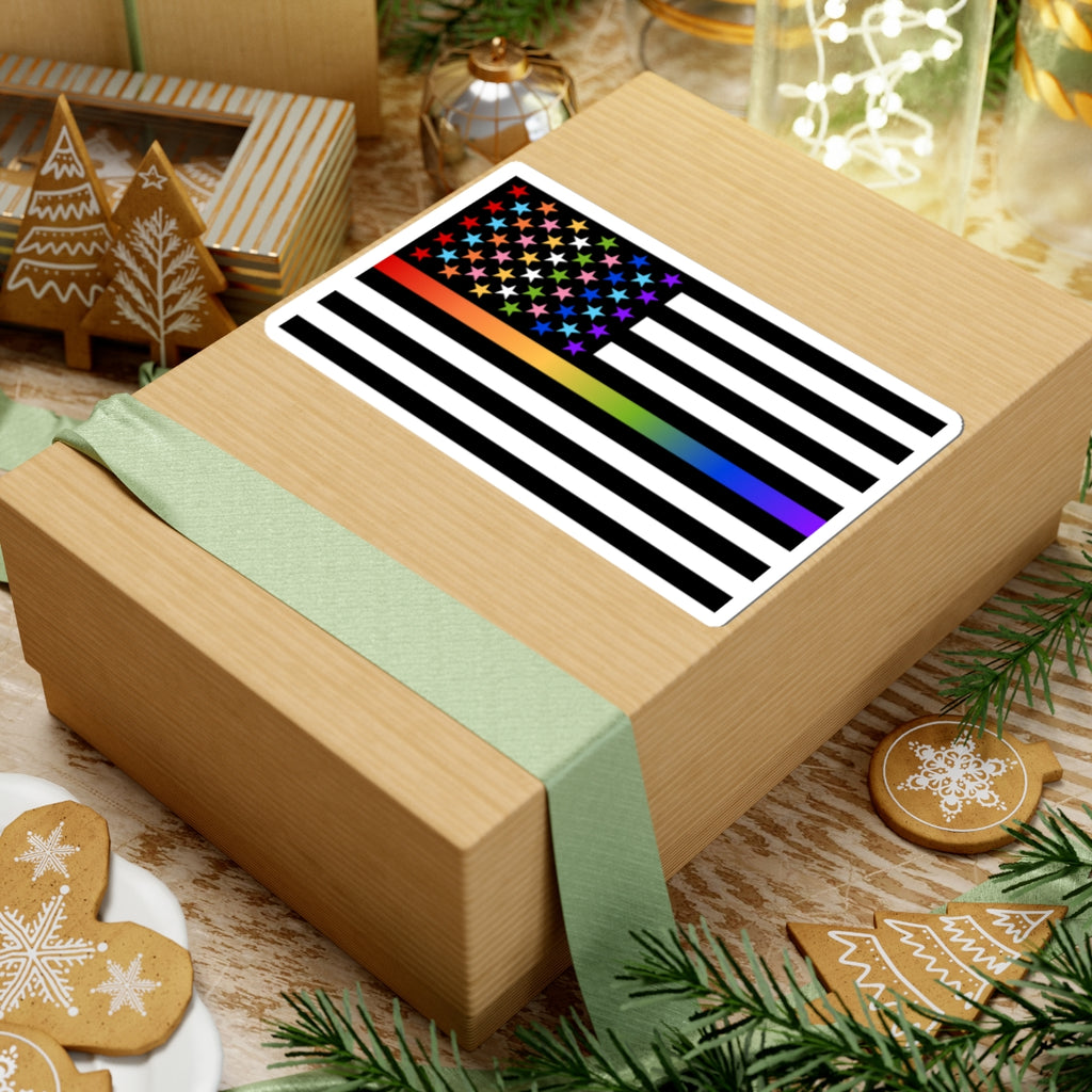 Thin Queer Line American Flag Stickers