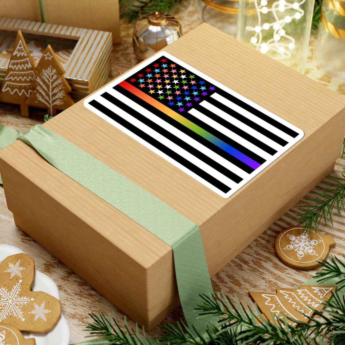 Thin Queer Line American Flag Stickers