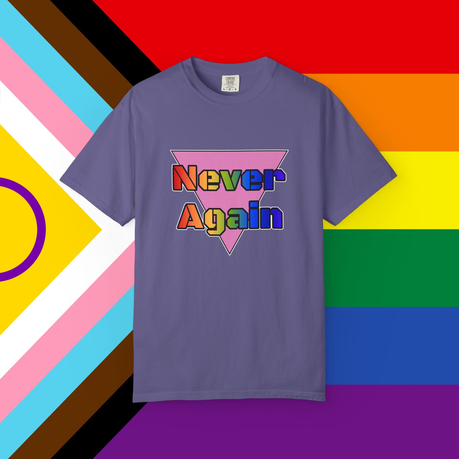 Never Again Bold Letters Garment Dyed Tshirt