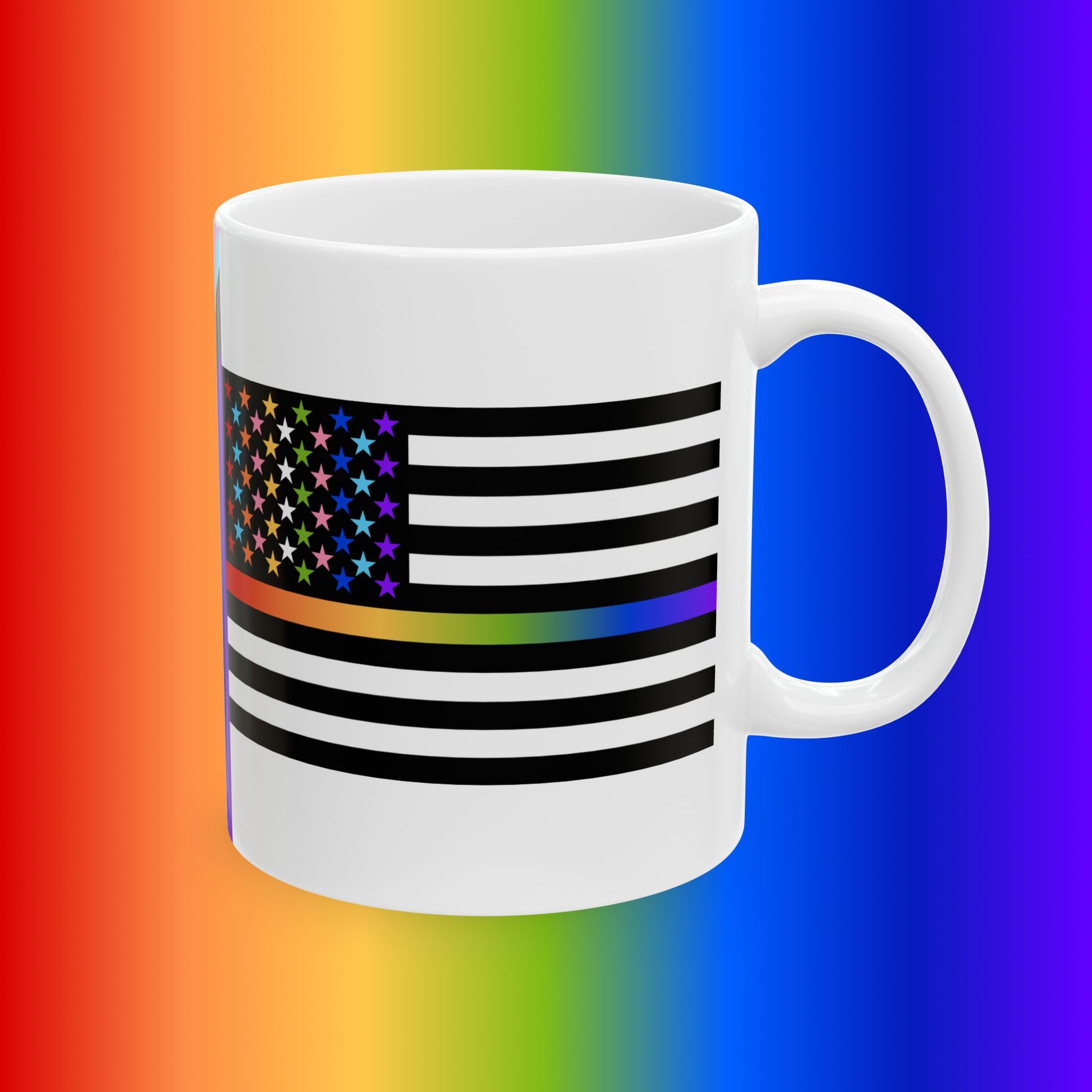 Thin Queer Line American Flag Mug