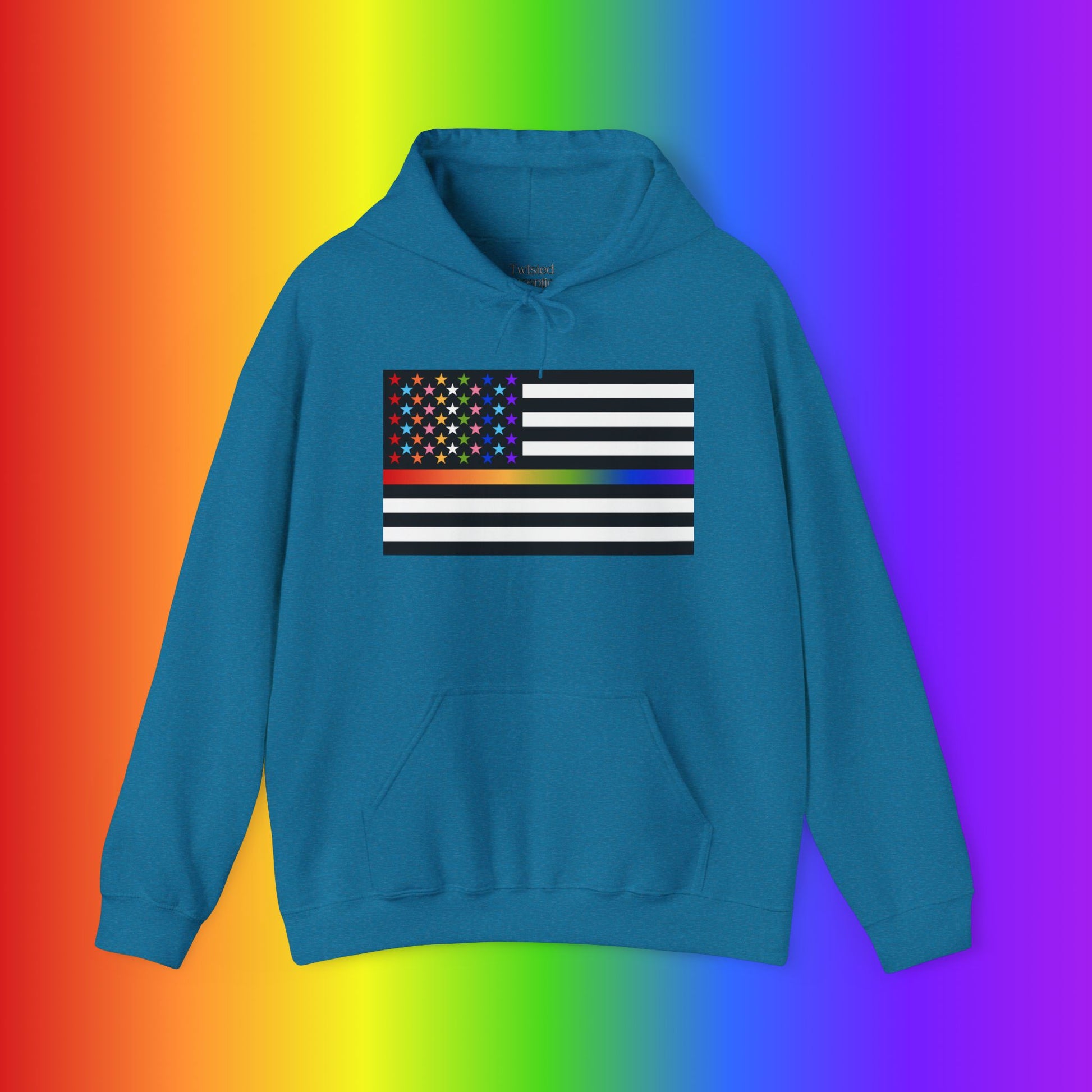 Thin Queer Line American Flag Heavy Blend Hoodie