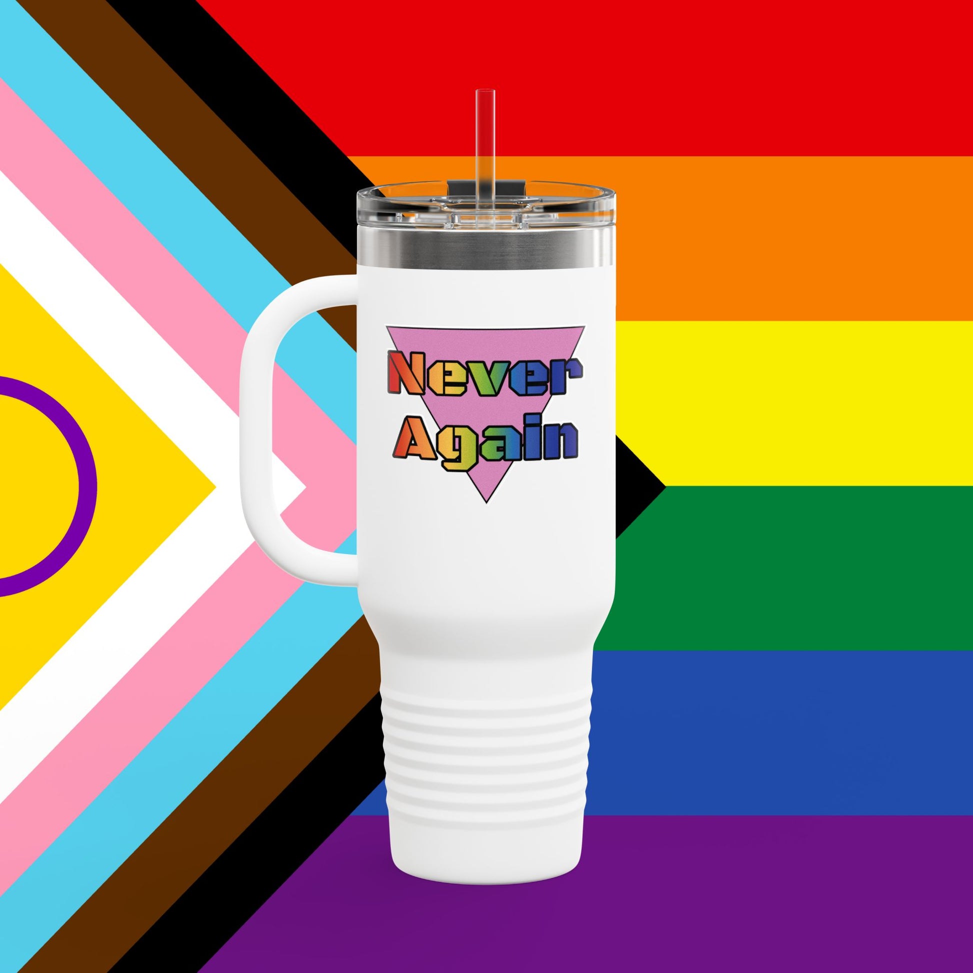 Bold Letters Never Again 40oz Insulated Travel Mug