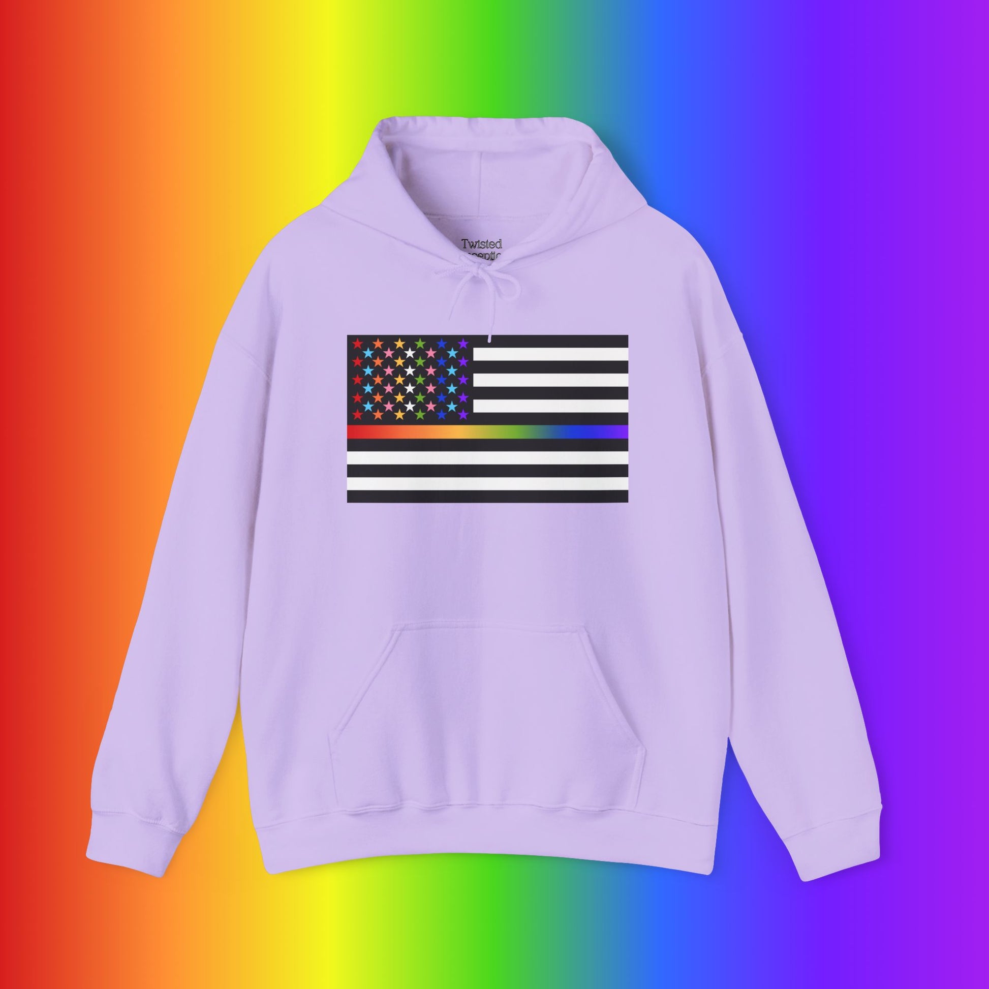 Thin Queer Line American Flag Heavy Blend Hoodie
