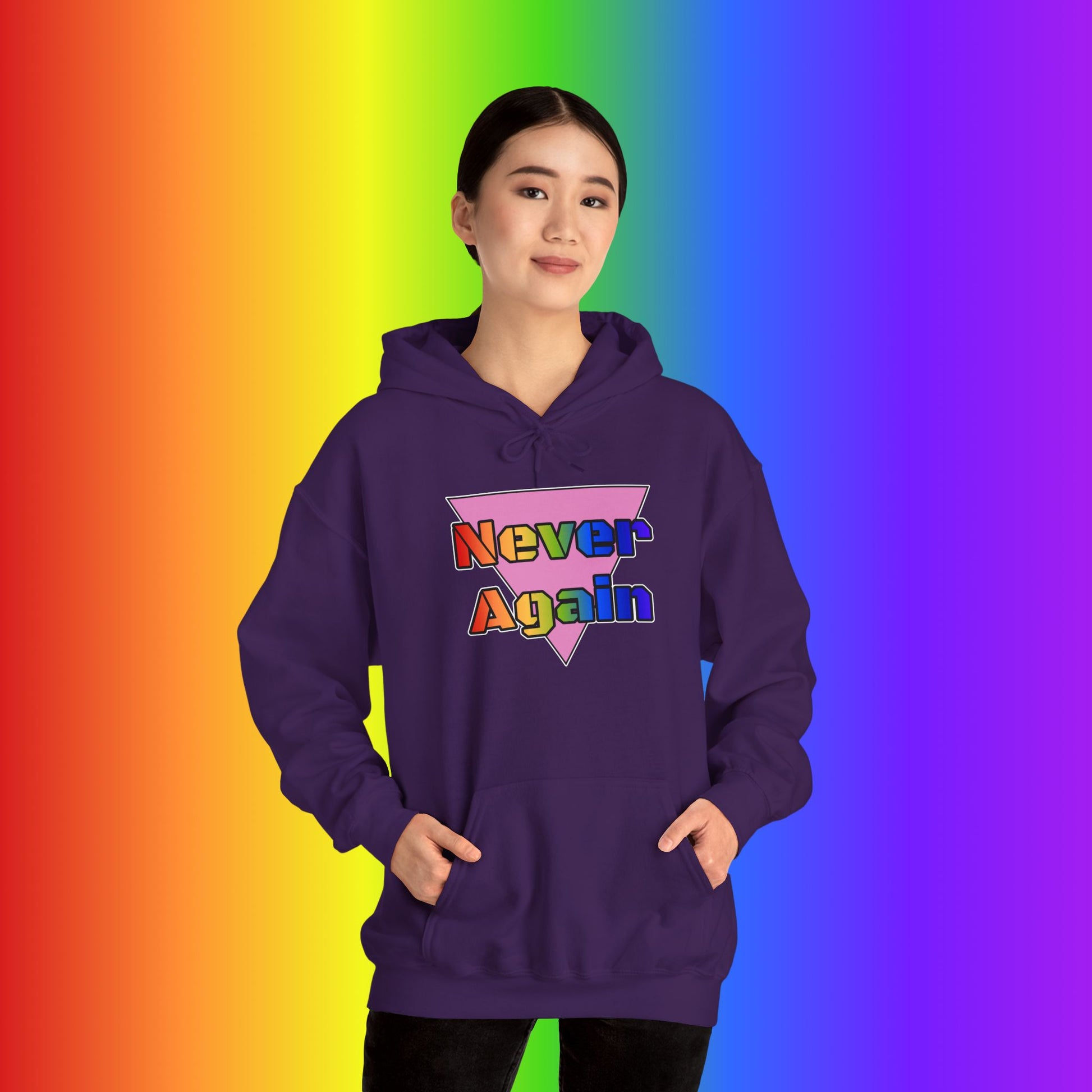 Never Again Bold Letters Heavy Blend Hoodie