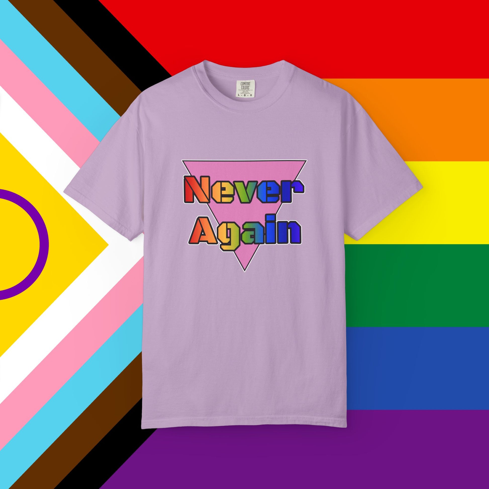 Never Again Bold Letters Garment Dyed Tshirt