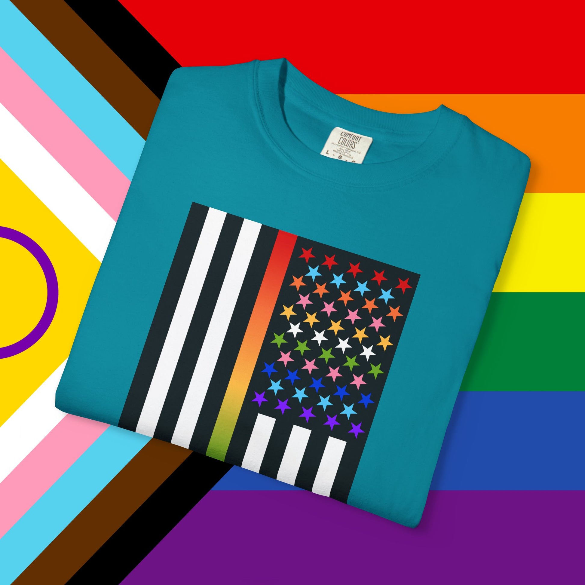 Thin Queer Line American Flag Garment-Dyed Tshirt
