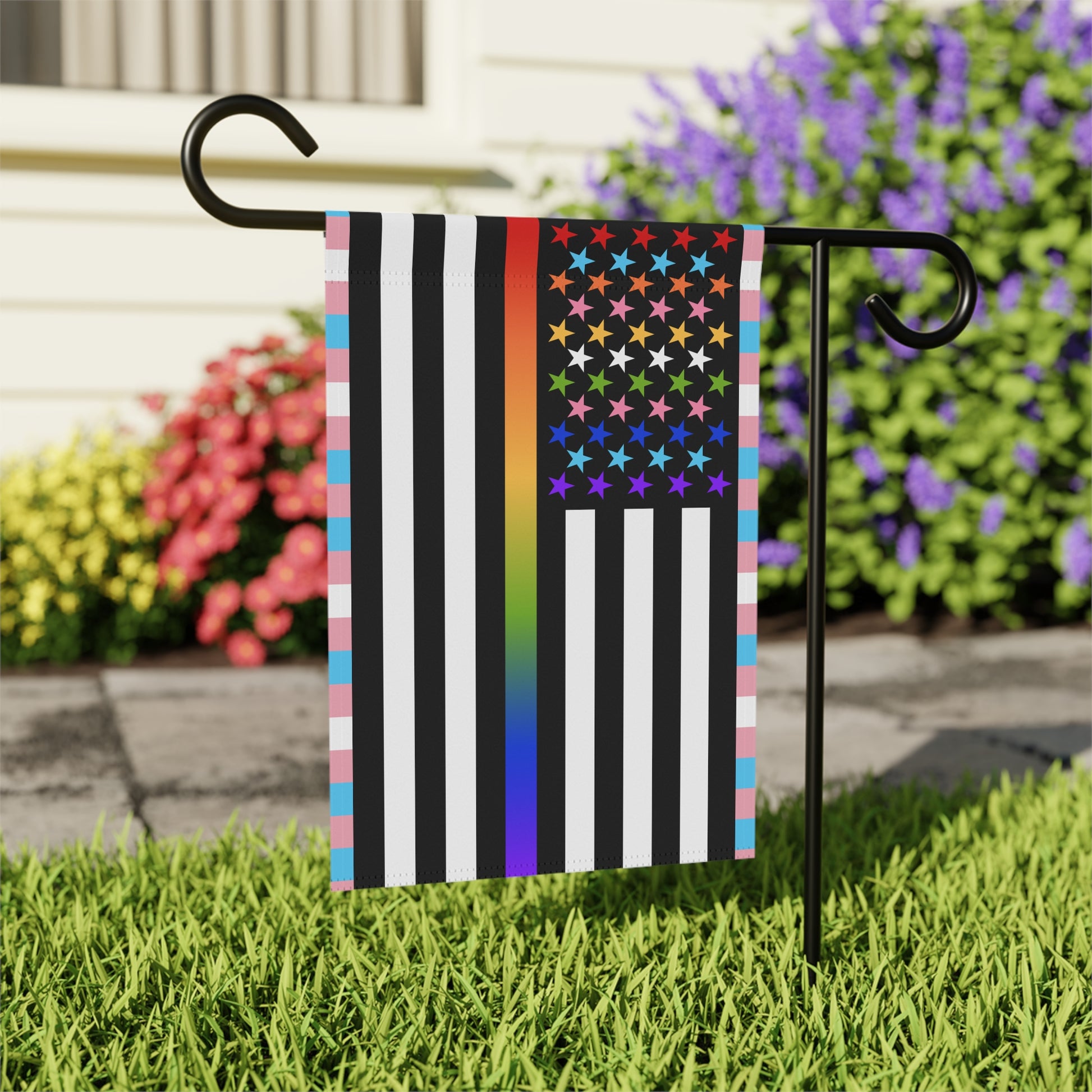 Thin Queer Line American Flag Garden Banner