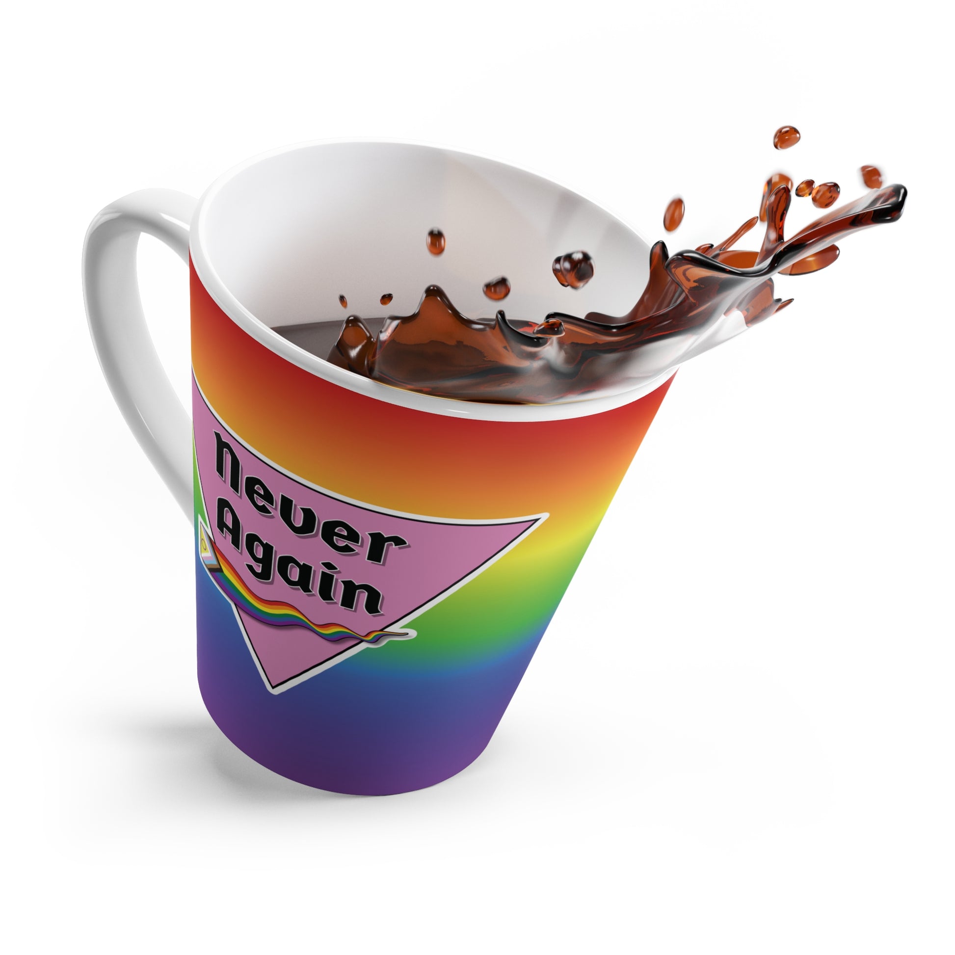 Never Again Pride Rainbow Latte Mug