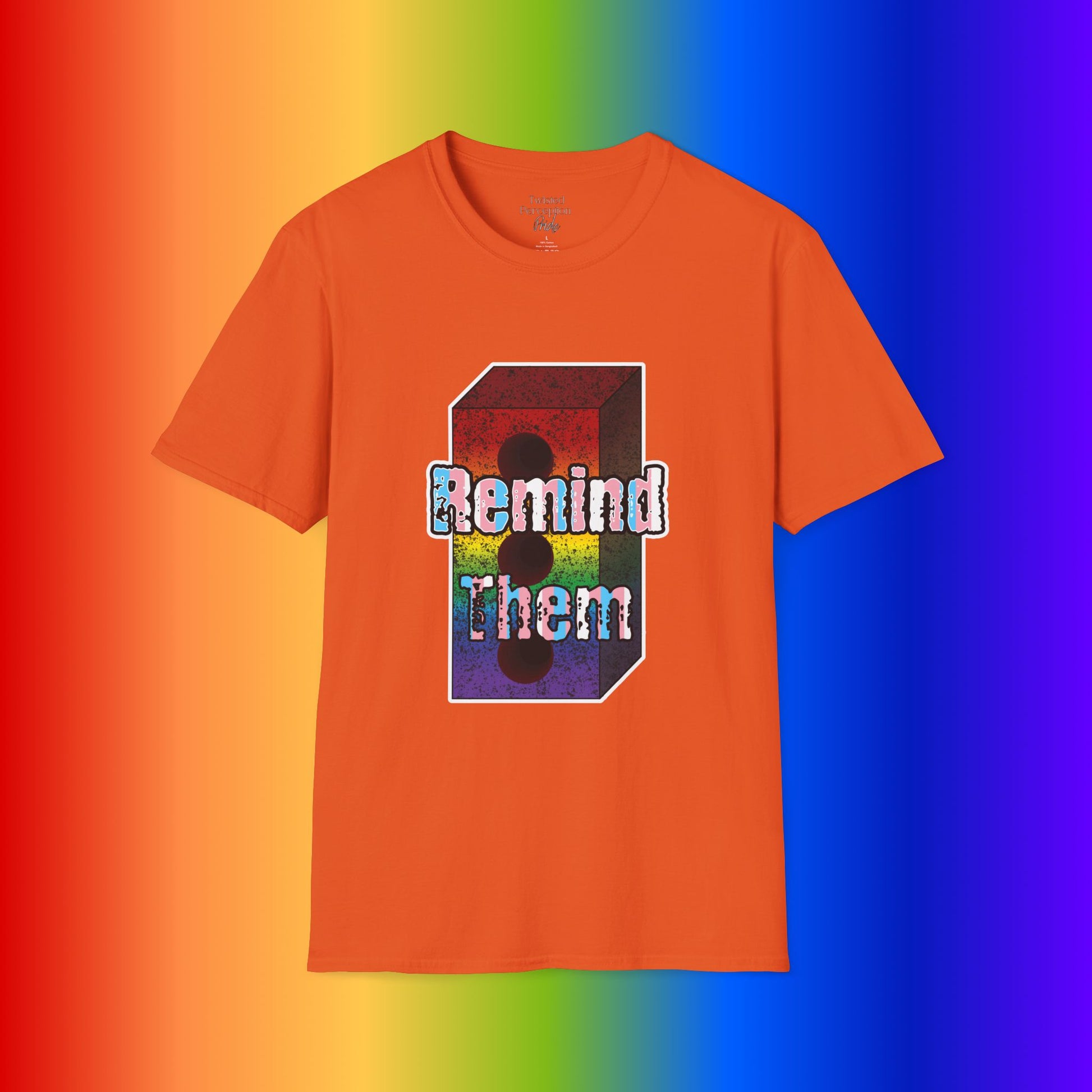 'Remind Them' Stonewall Uprising Rainbow Brick Graphic Tee