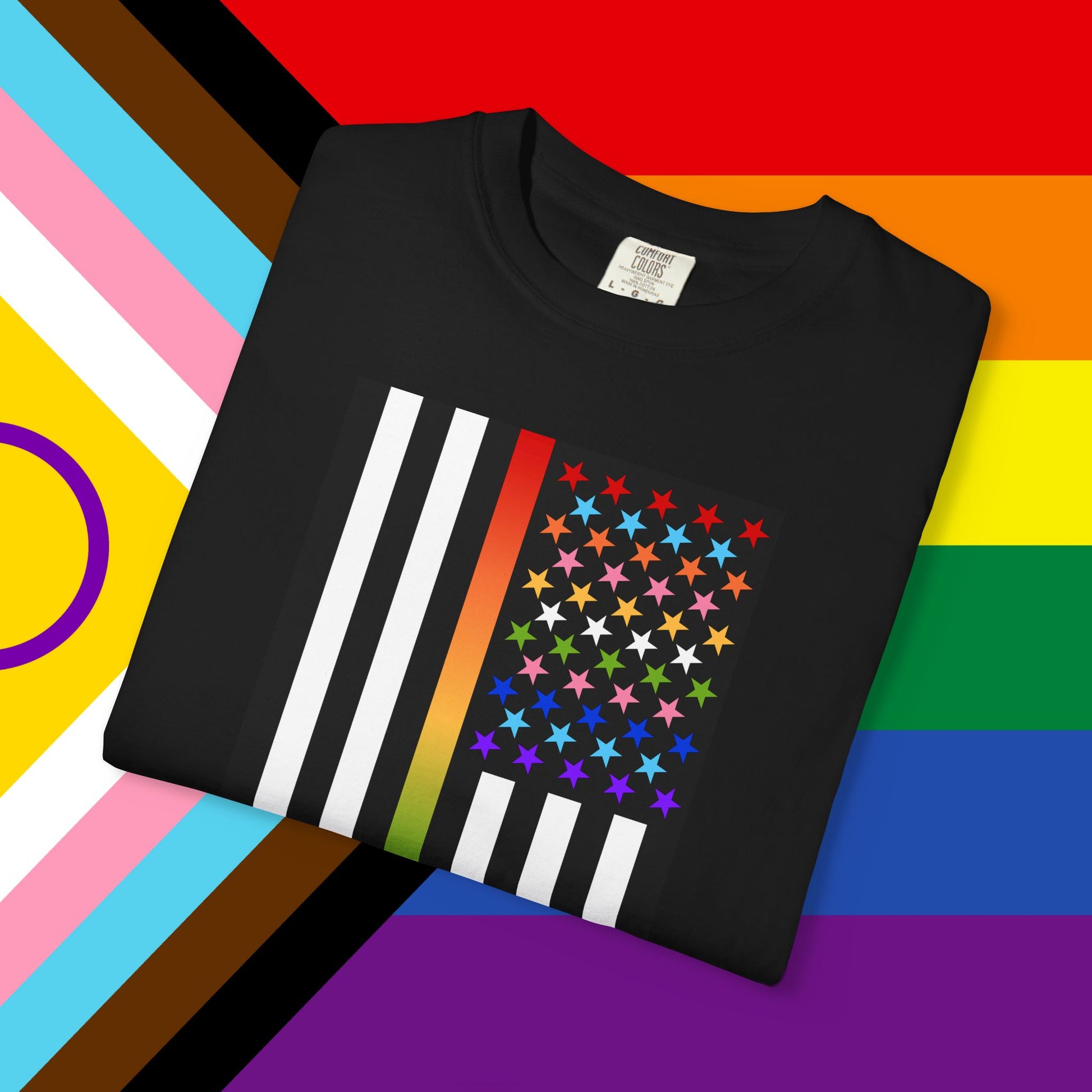 Thin Queer Line American Flag Garment-Dyed Tshirt